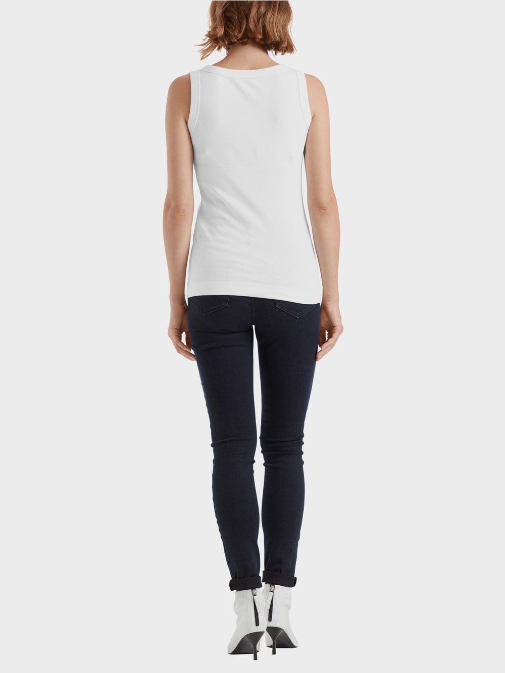 Fine Ribbed Tank Top - White