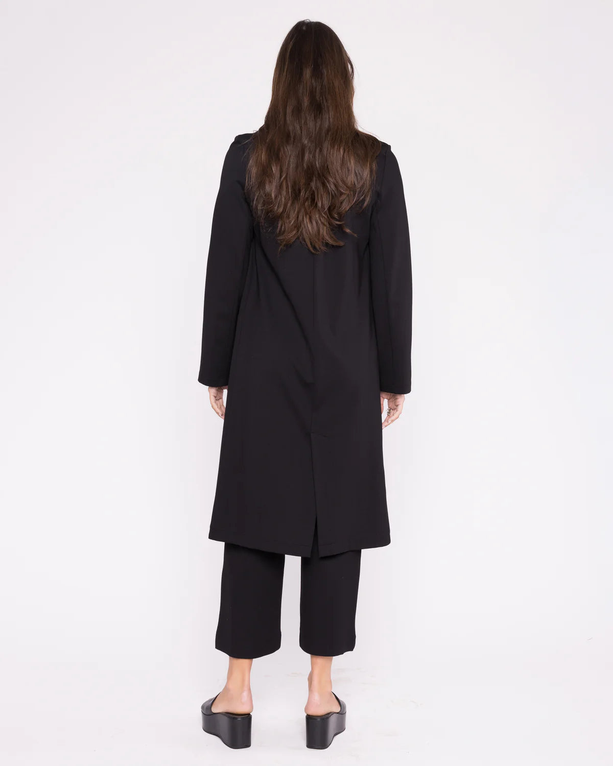 BLACK PONTE KNIT SMOKING JACKET - Black