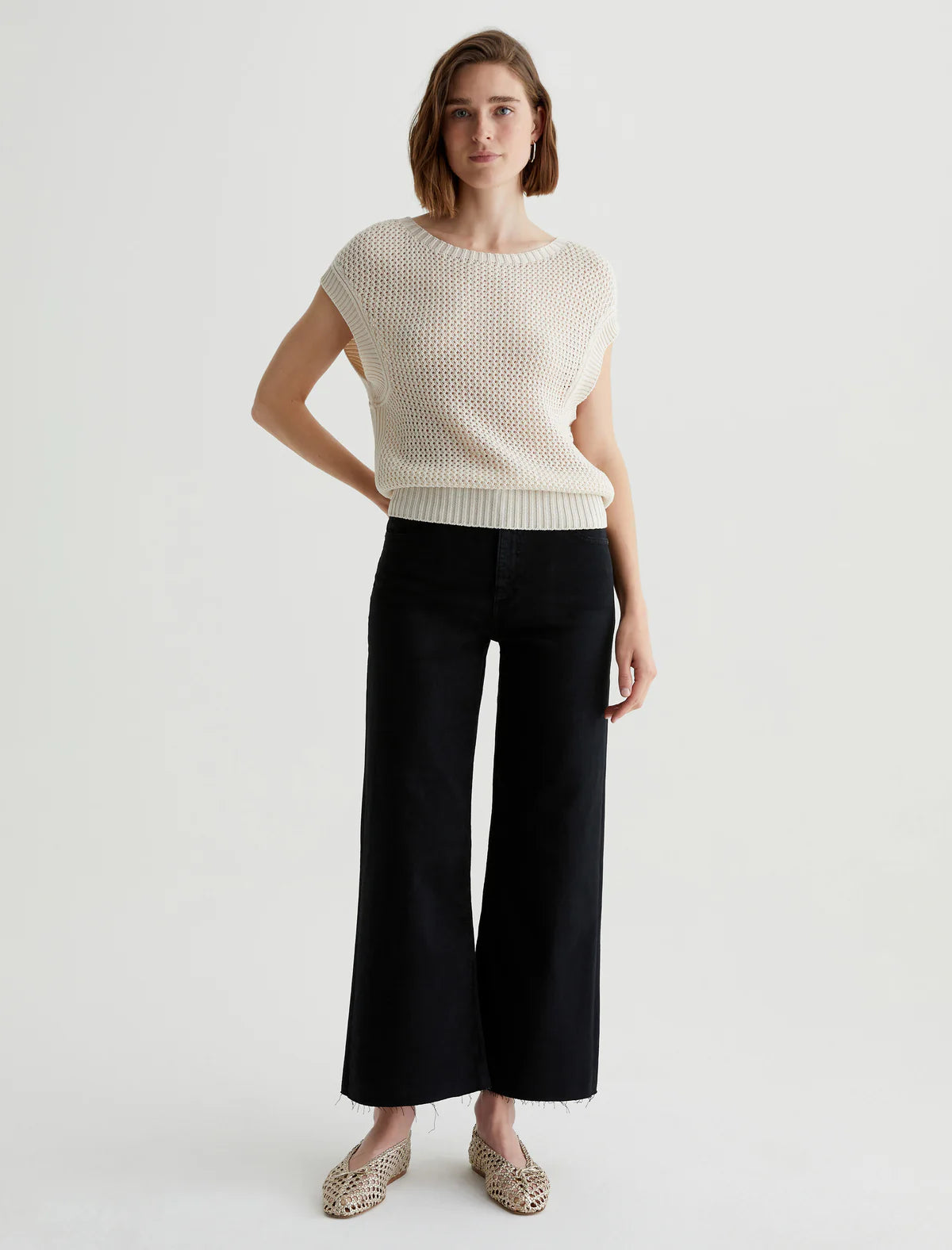 Saige Wide Leg Crop Jean - Black