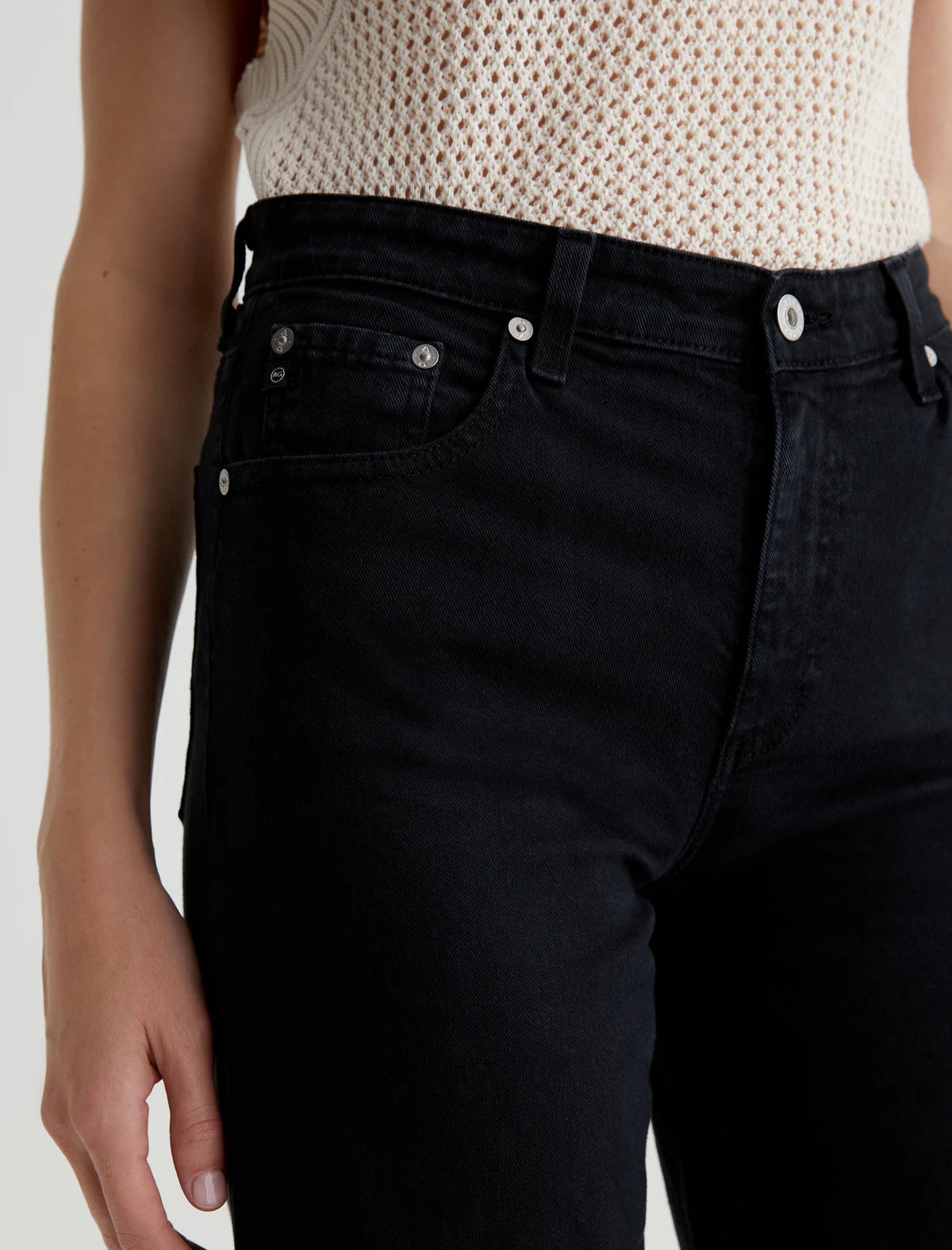 Saige Wide Leg Crop Jean - Black