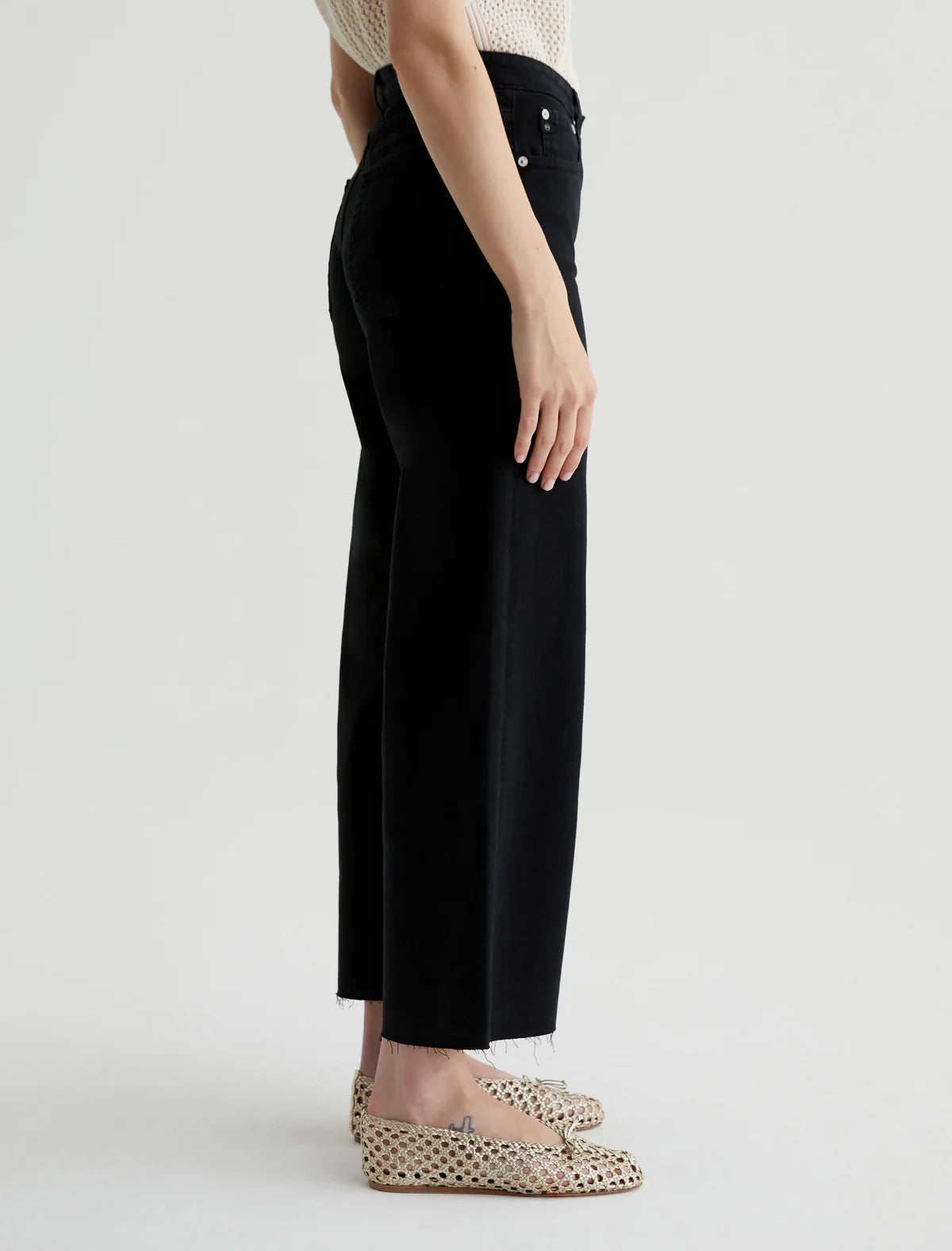 Saige Wide Leg Crop Jean - Black