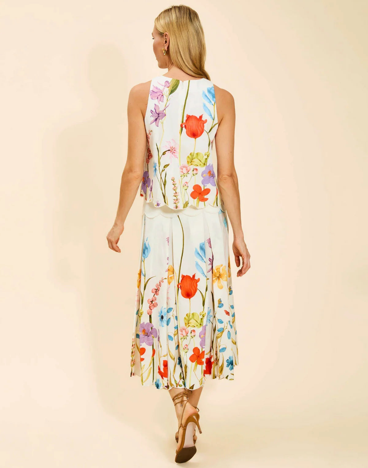 Sonata Scallop Midi Skirt - Garden Muse