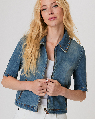 Short Sleeve Zip Jacket - Denim