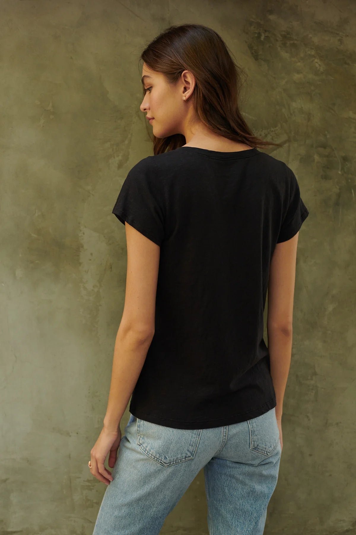 Jilian Original Slub V-Neck Tee - Black