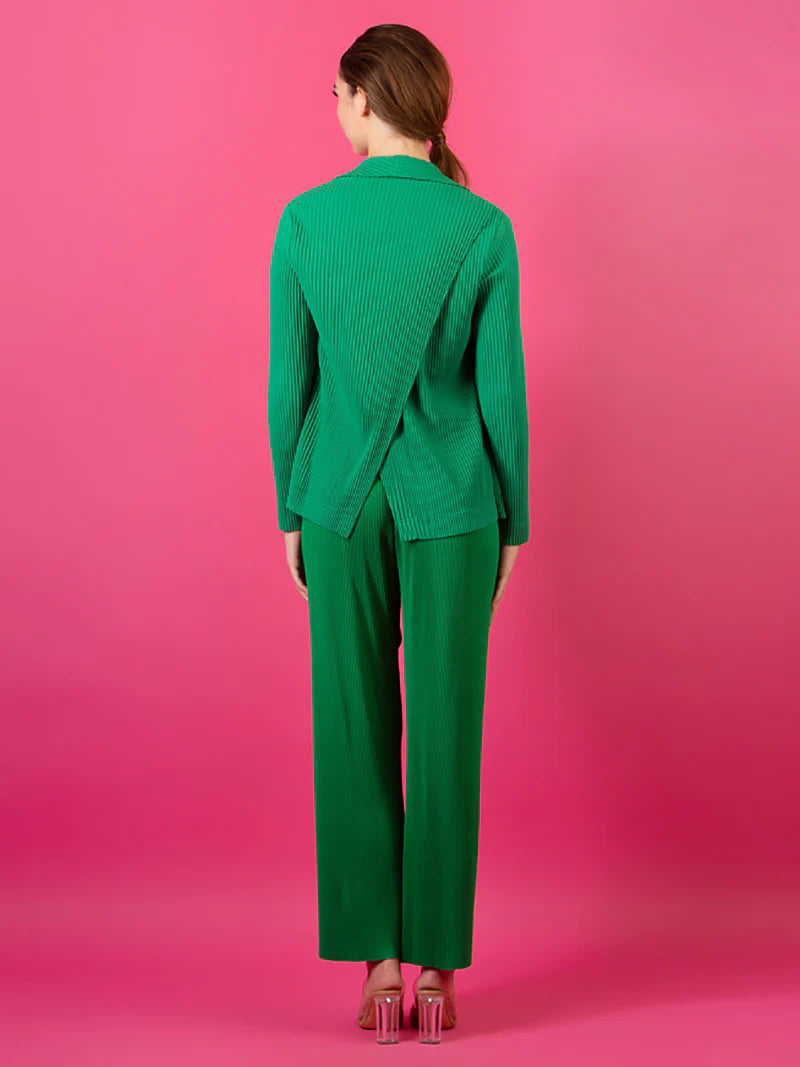 Stretchy Pleated Jacket - Emerald