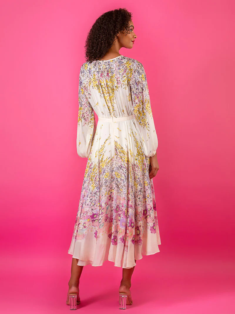 Engineered Floral Print Silk Dress