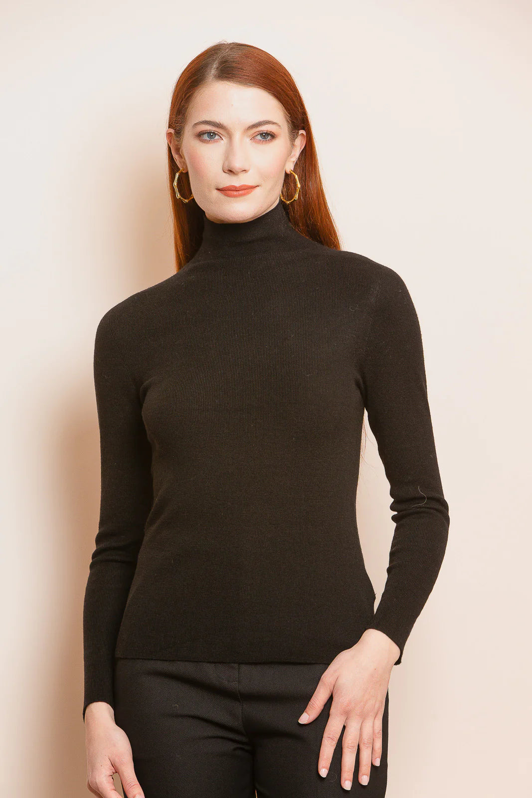 Wool Blended Turtle Neck - Black