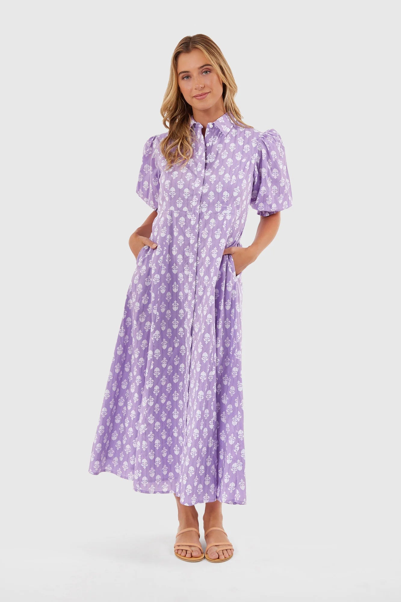 Rosie Shirt Dress - Lavender Sprigs