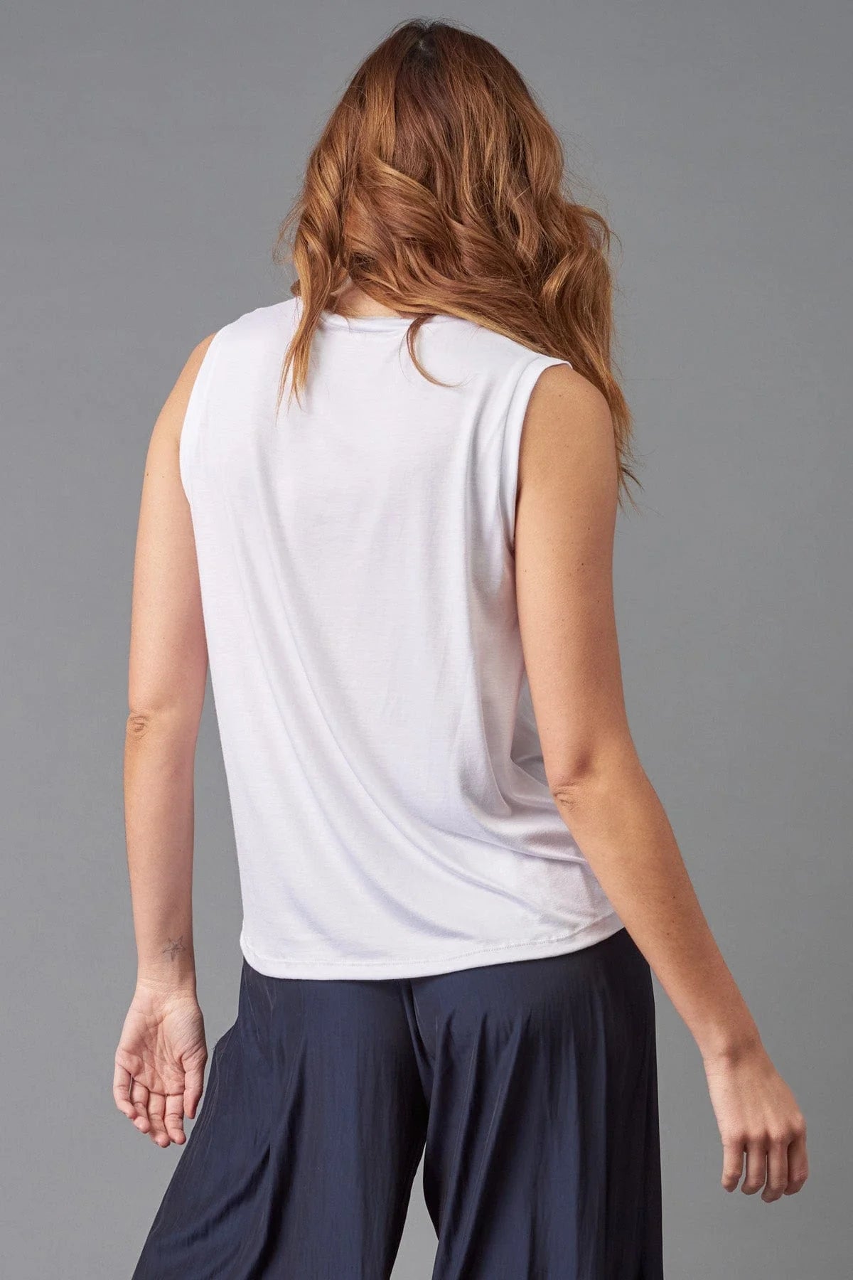 Sleeveless V-Neck Tank - White