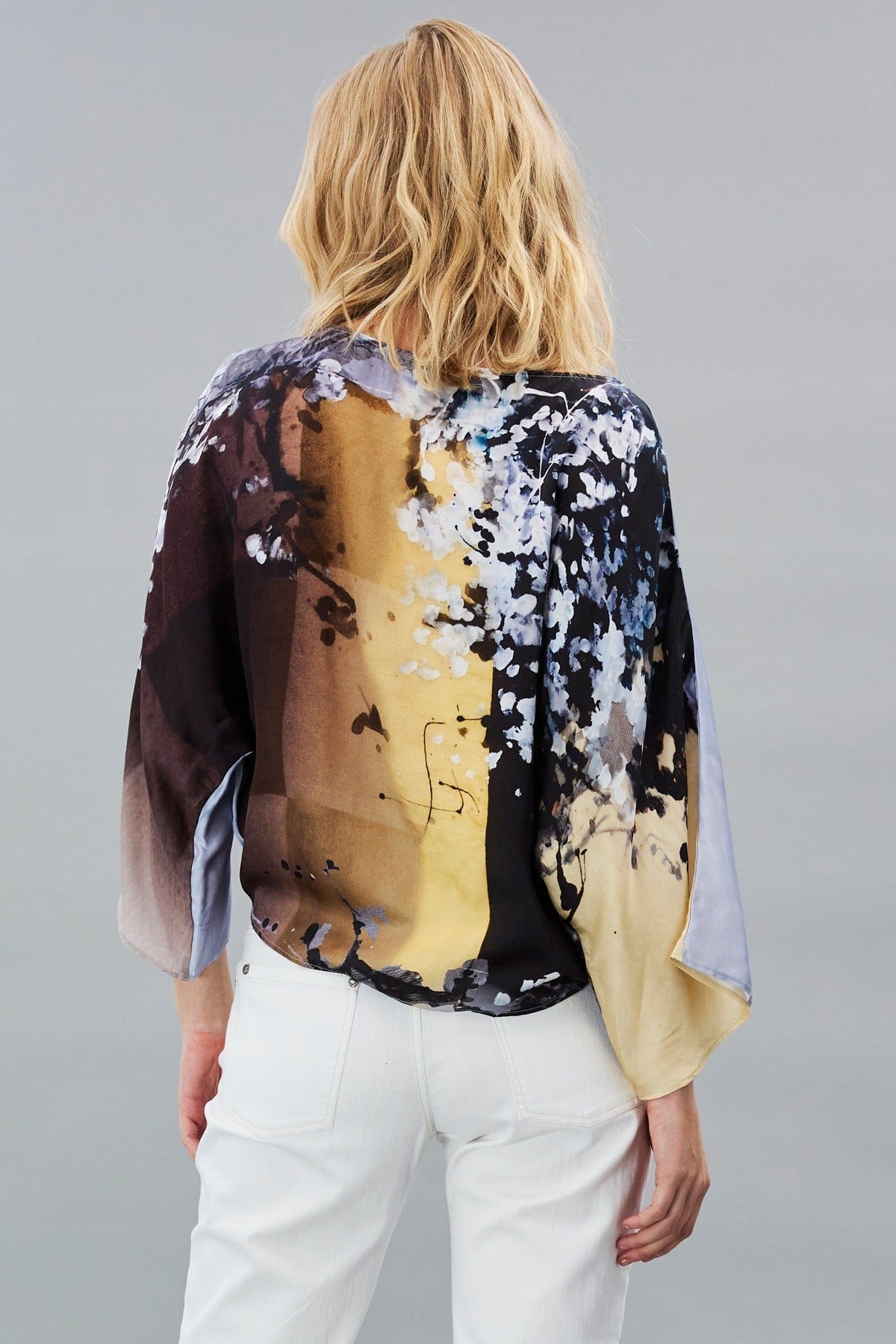 Printed Boatneck Top - Sky Blue