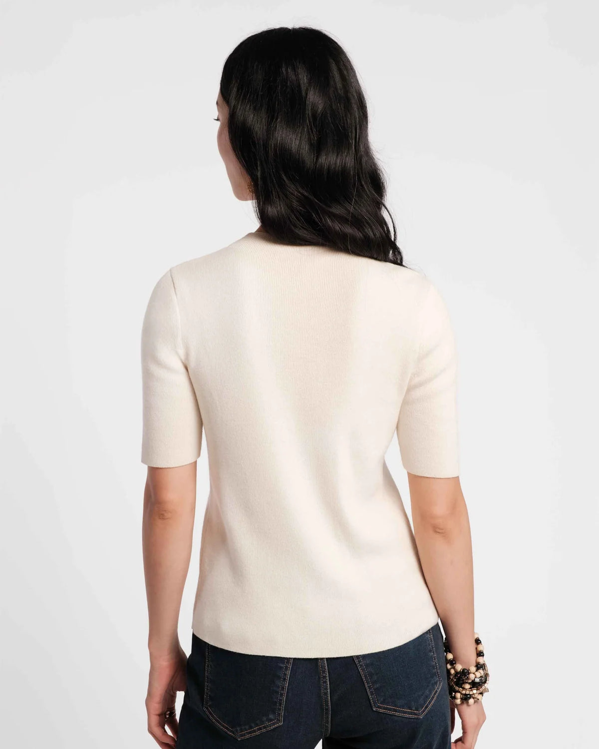 Marie Short Sleeve Sweater - Oyster
