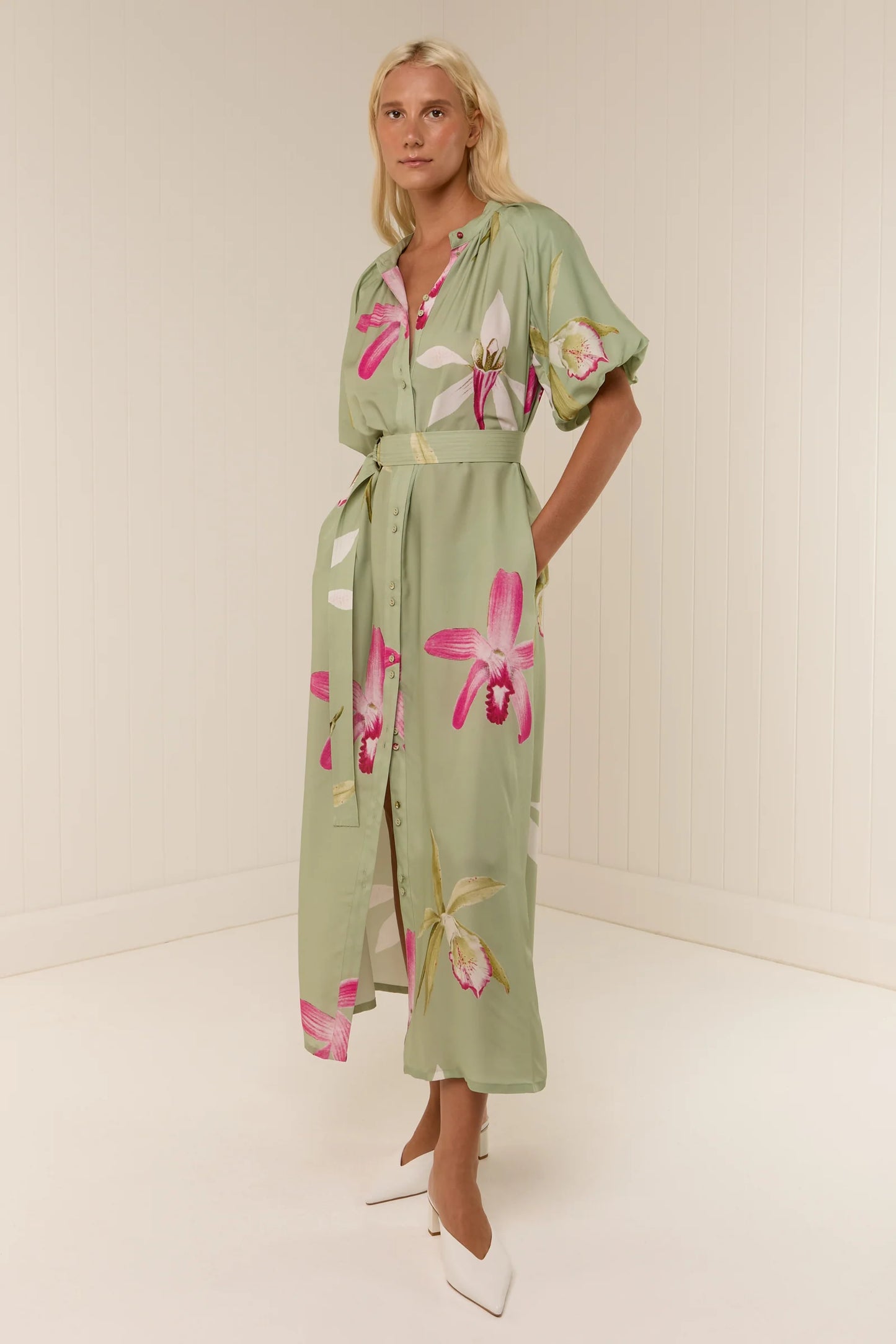 Emelia Dress - Pistachio Petals