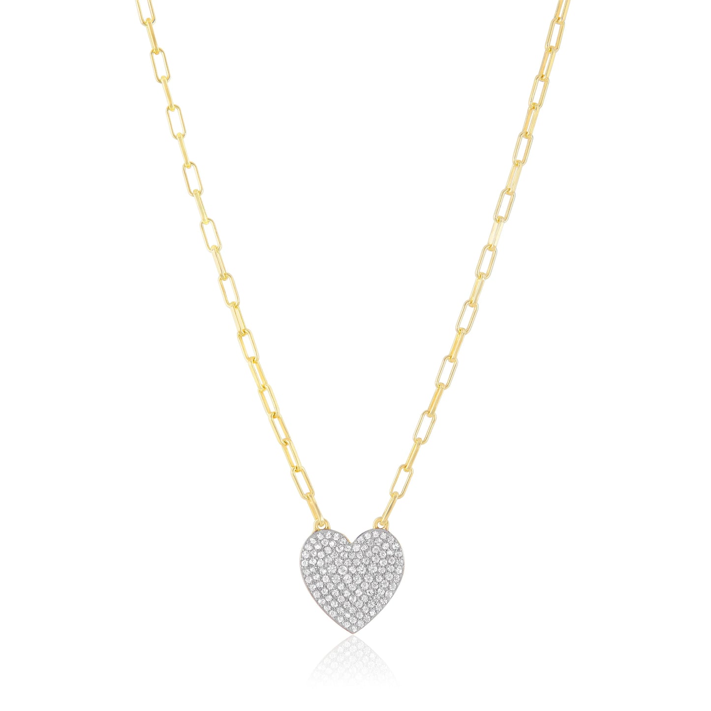 Pave Medium Heart Charm Necklace