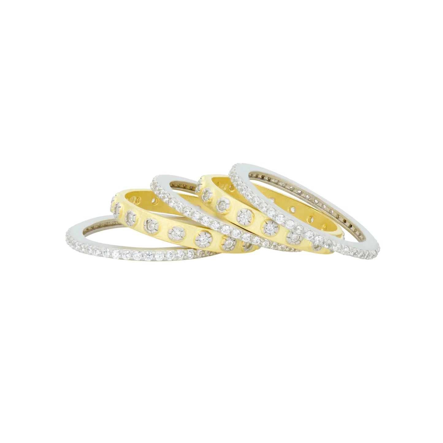 Two-Tone 5-Stack Ring - 14K Gold & Silver