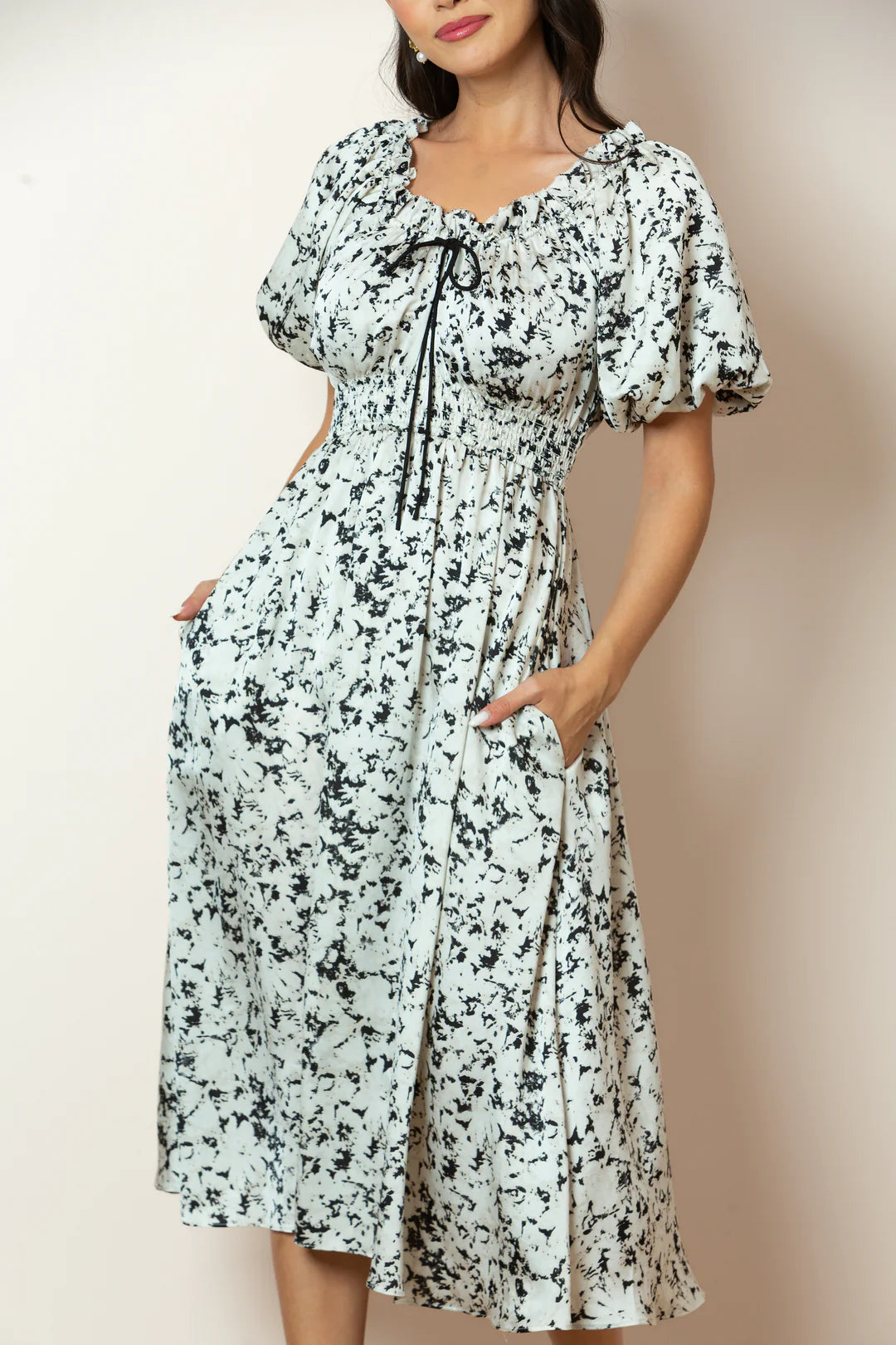 Zenia Print Dress - Black & White