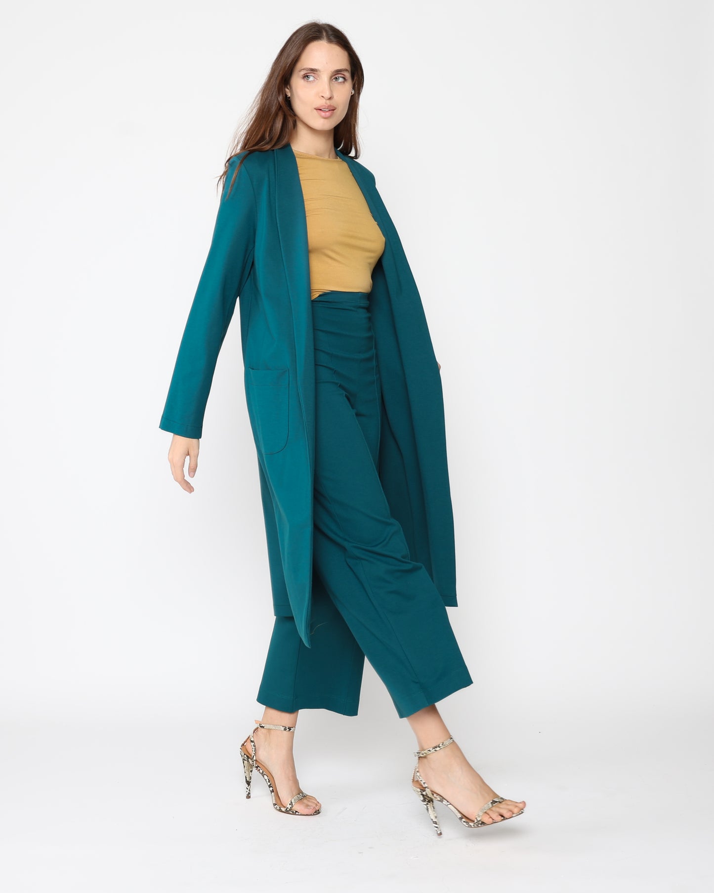 Ponte Knit Smoking Jacket - Teal