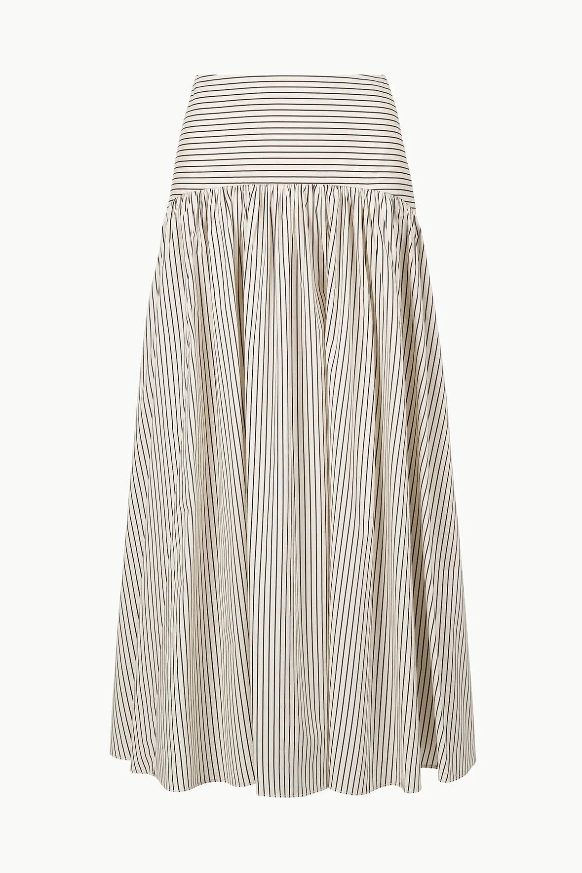 Procida Skirt - Ivory/Dark Oak Micro Stripe
