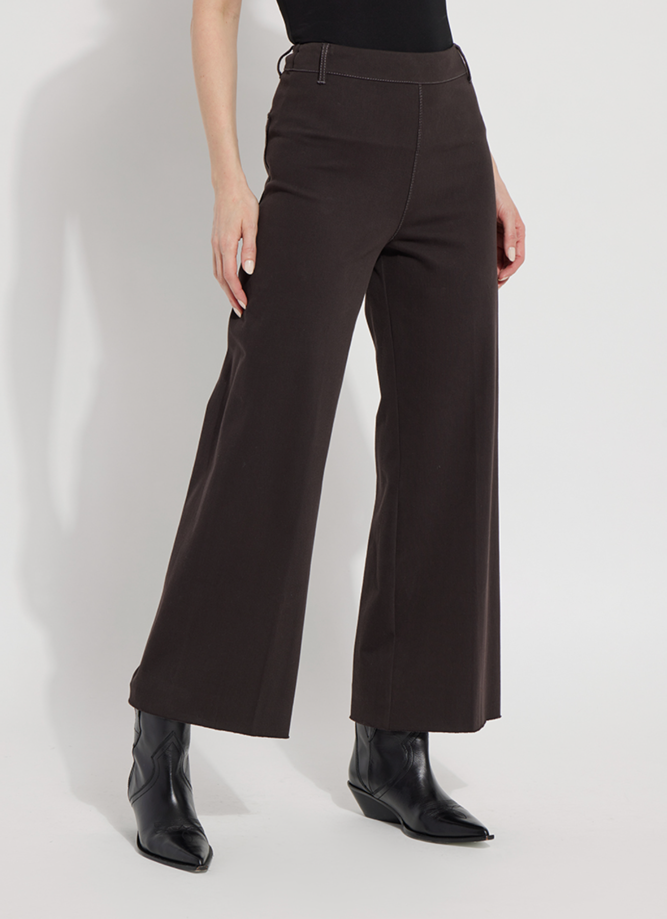 Erin High Waist Wide Leg Denim - Espresso