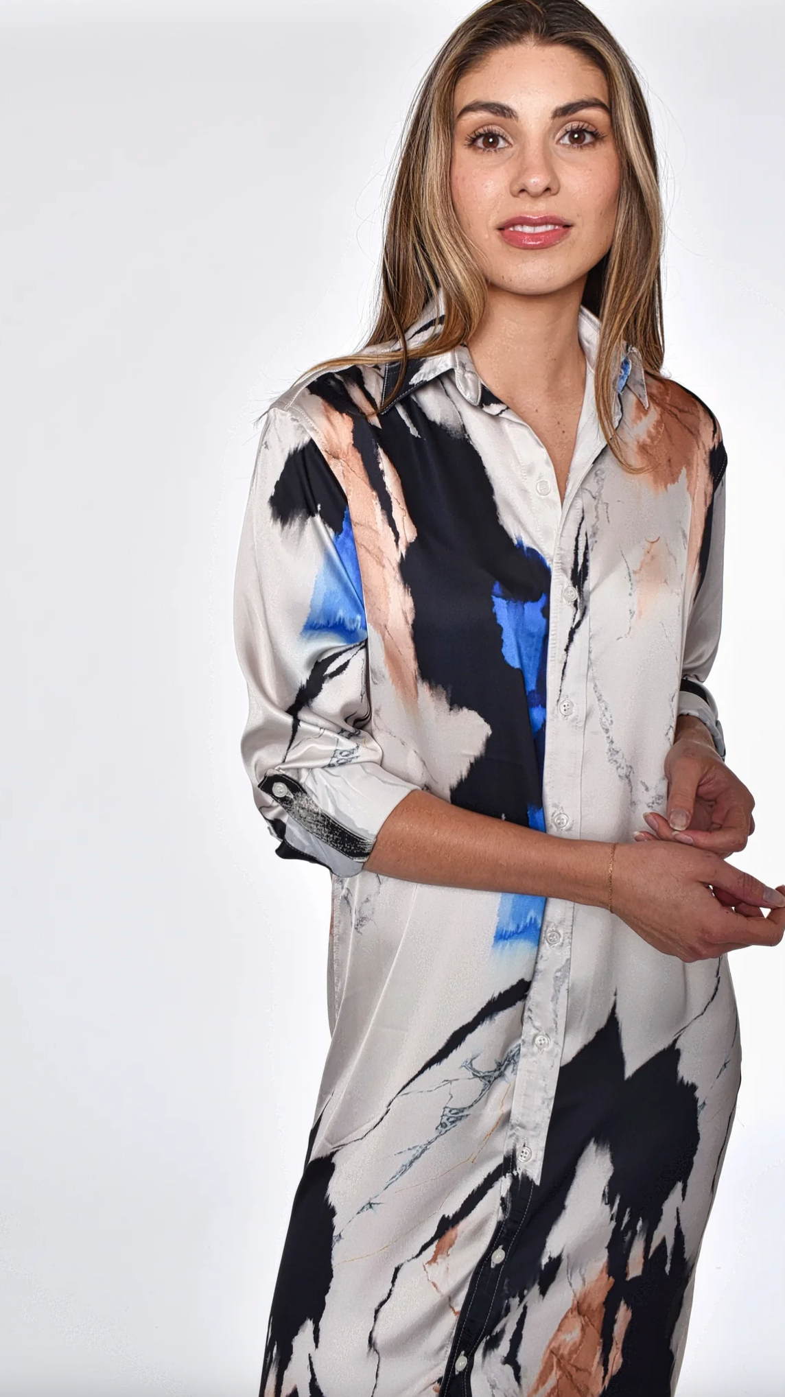 Black & Blue Splatter Midi Dress