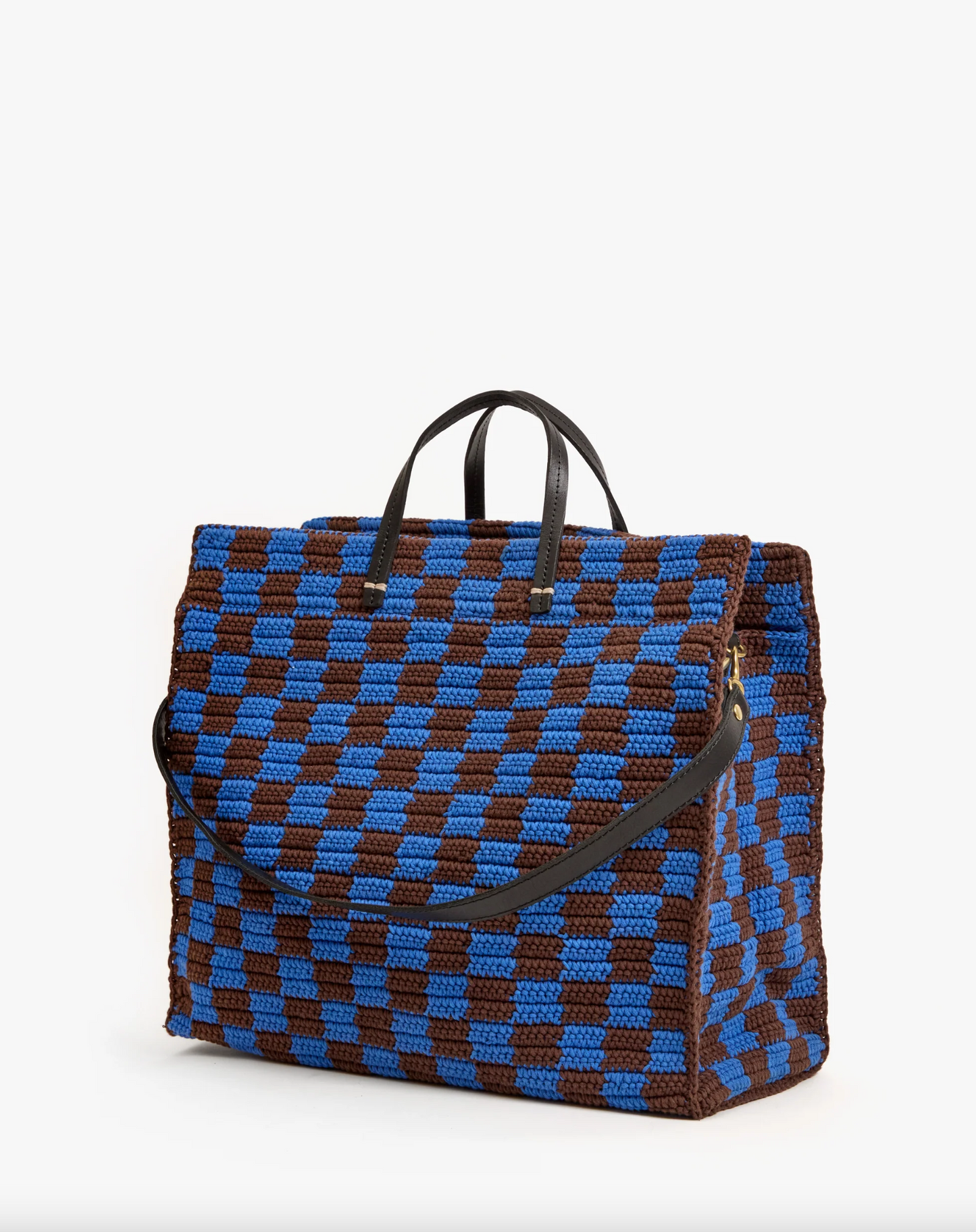 Summer Simple Tote - Deep Blue/Chocolate Checker