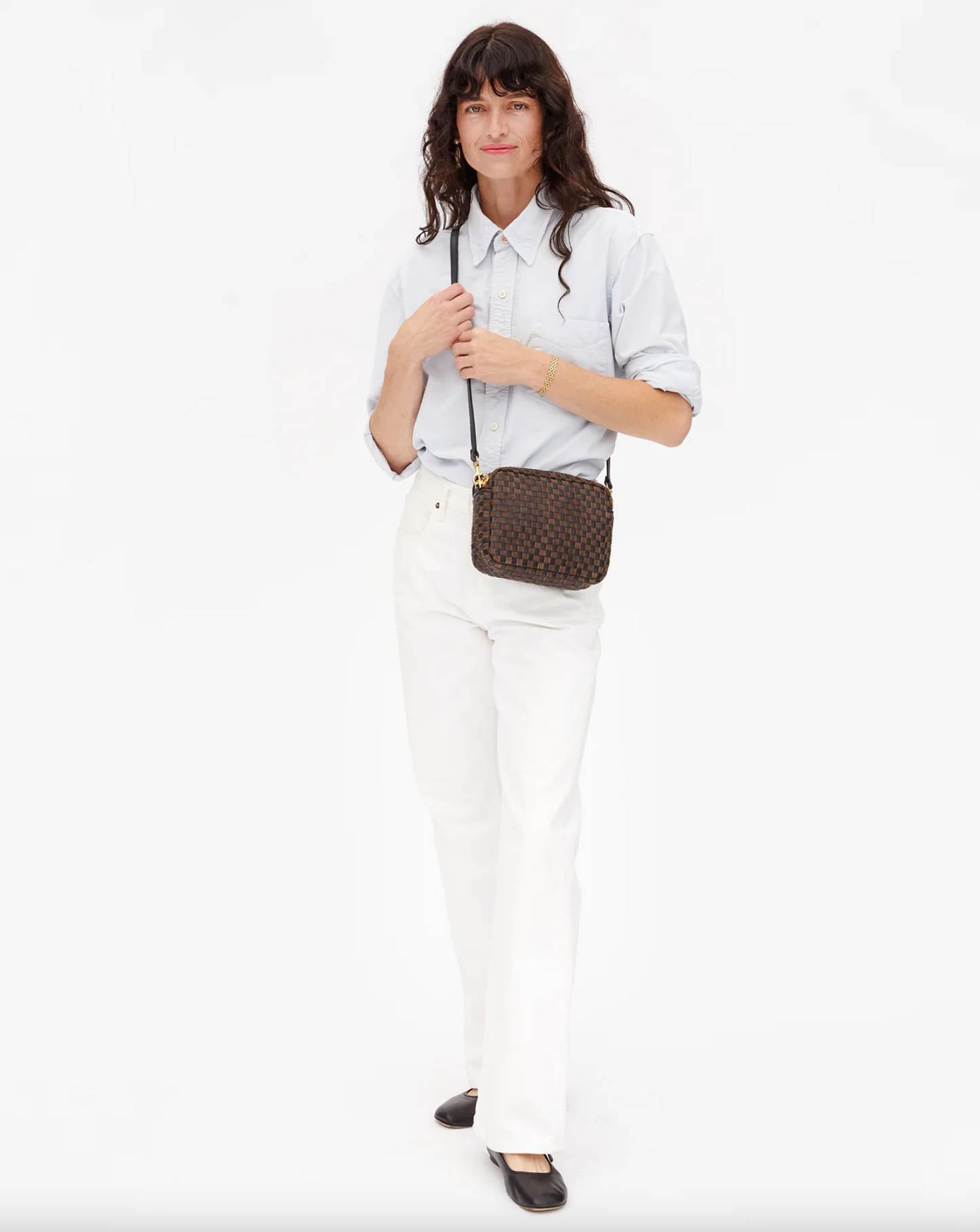 Midi Sac Crossbody - Black/Chocolate Woven Checker