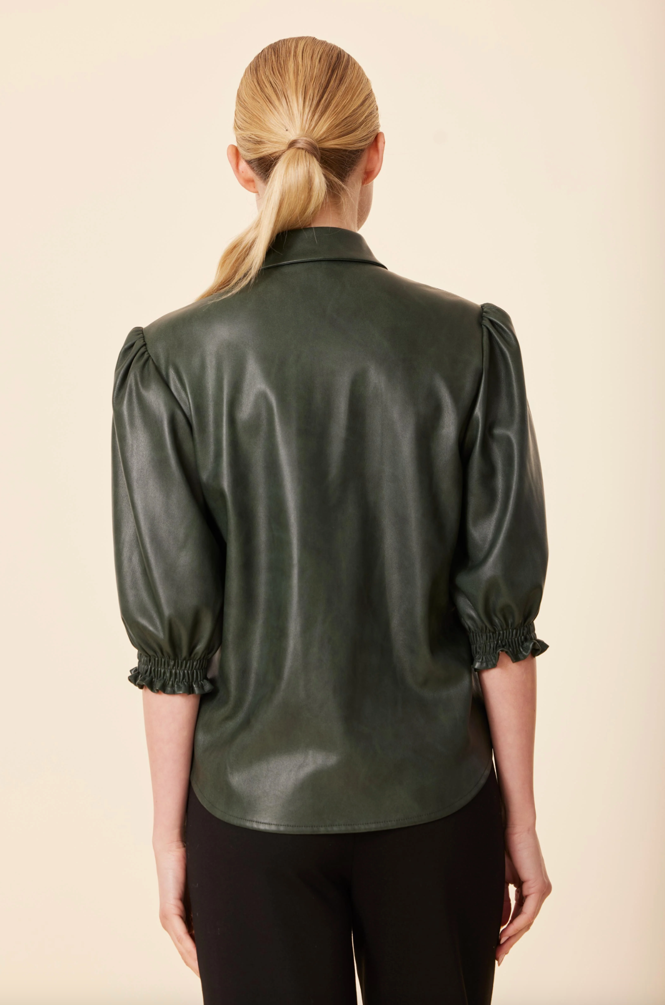 Faux Leather Elastic Cuff Top
