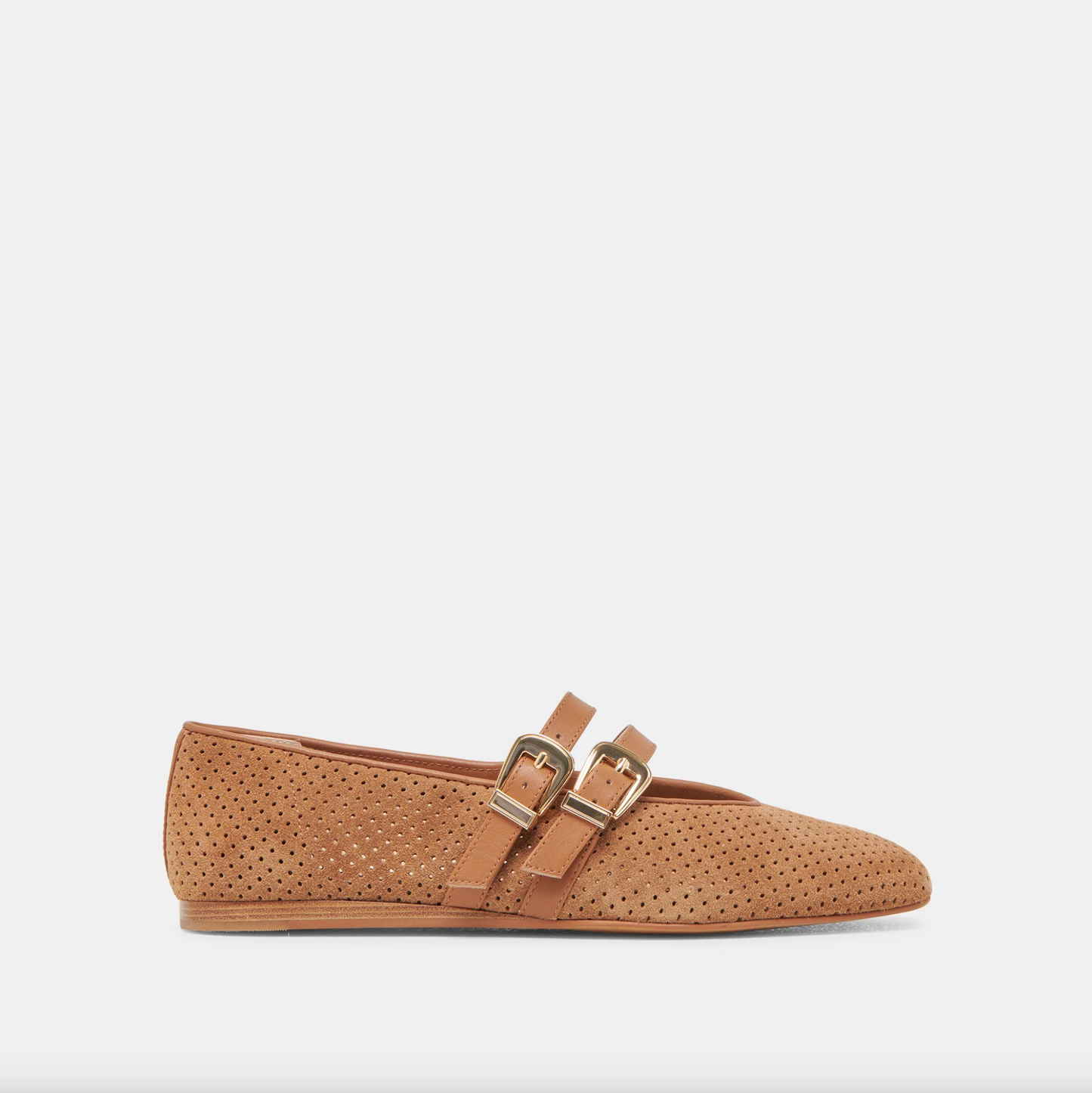 Baylee Ballet Flats - Pecan Perforated Suede