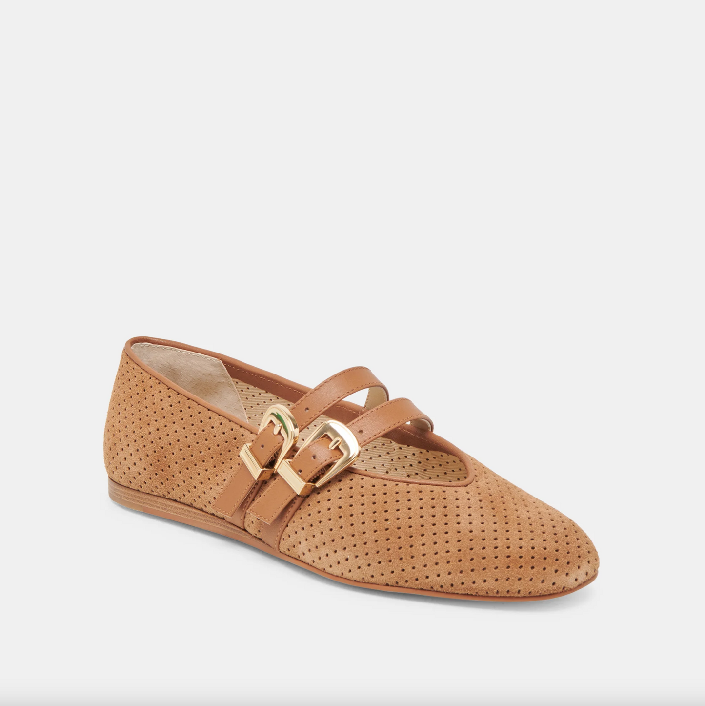 Baylee Ballet Flats - Pecan Perforated Suede