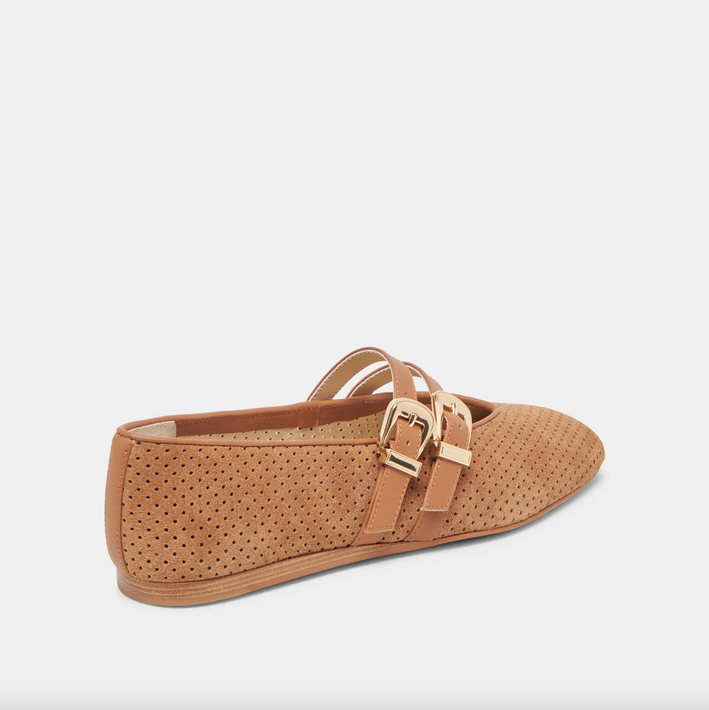 Baylee Ballet Flats - Pecan Perforated Suede
