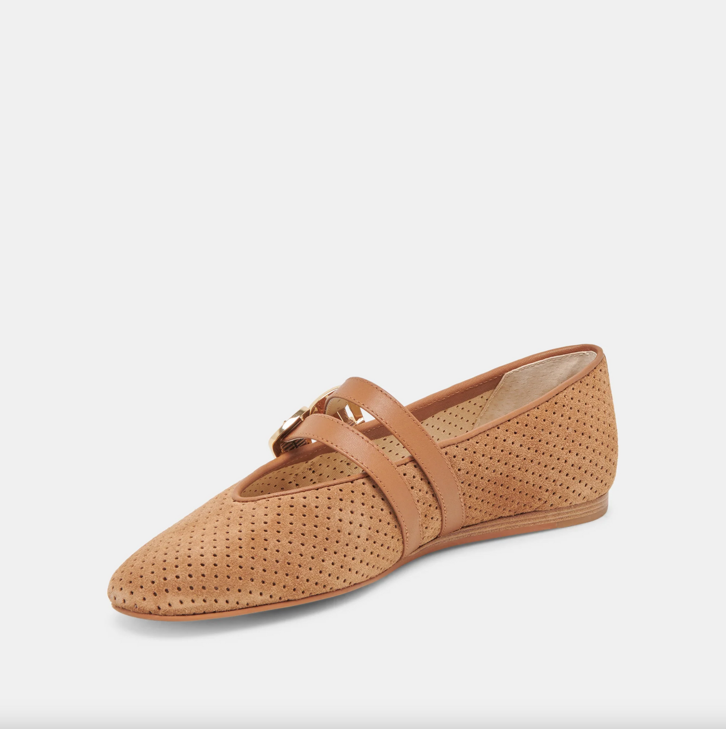 Baylee Ballet Flats - Pecan Perforated Suede