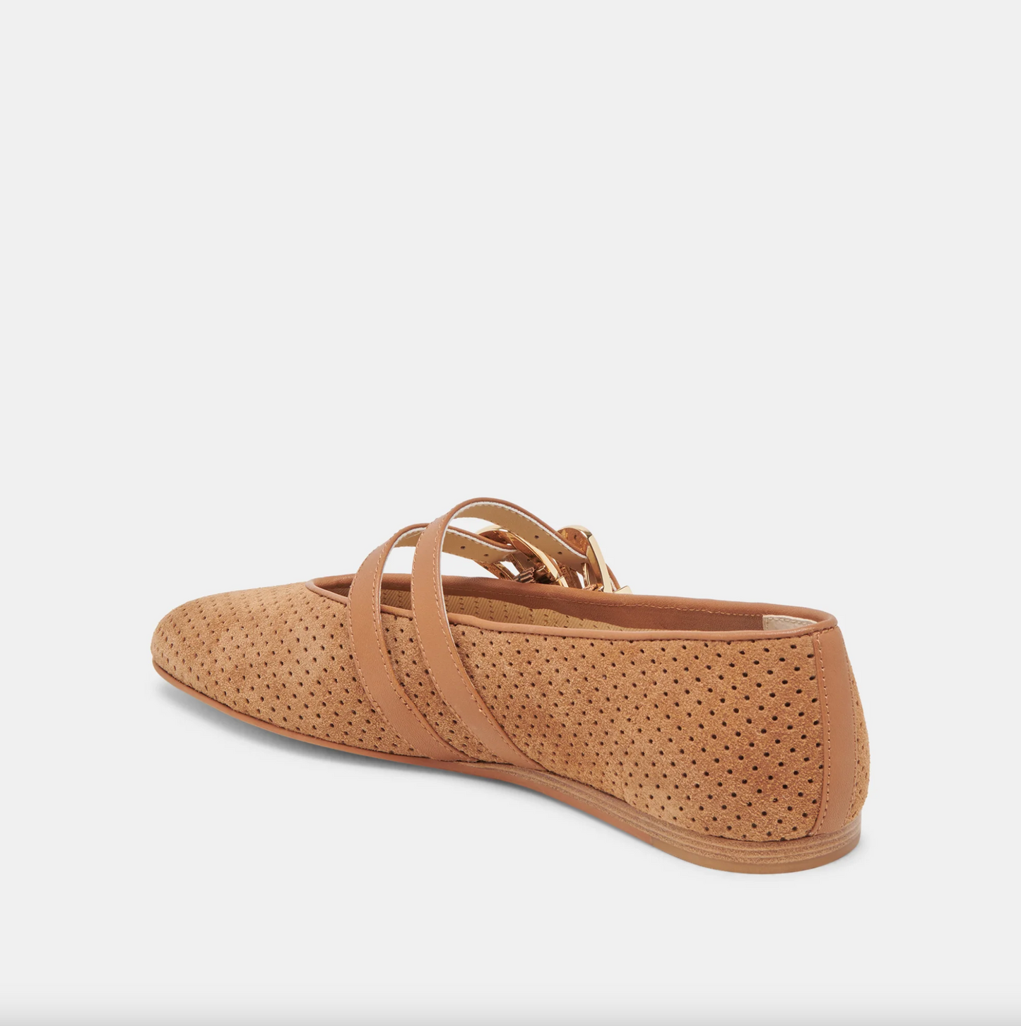 Baylee Ballet Flats - Pecan Perforated Suede
