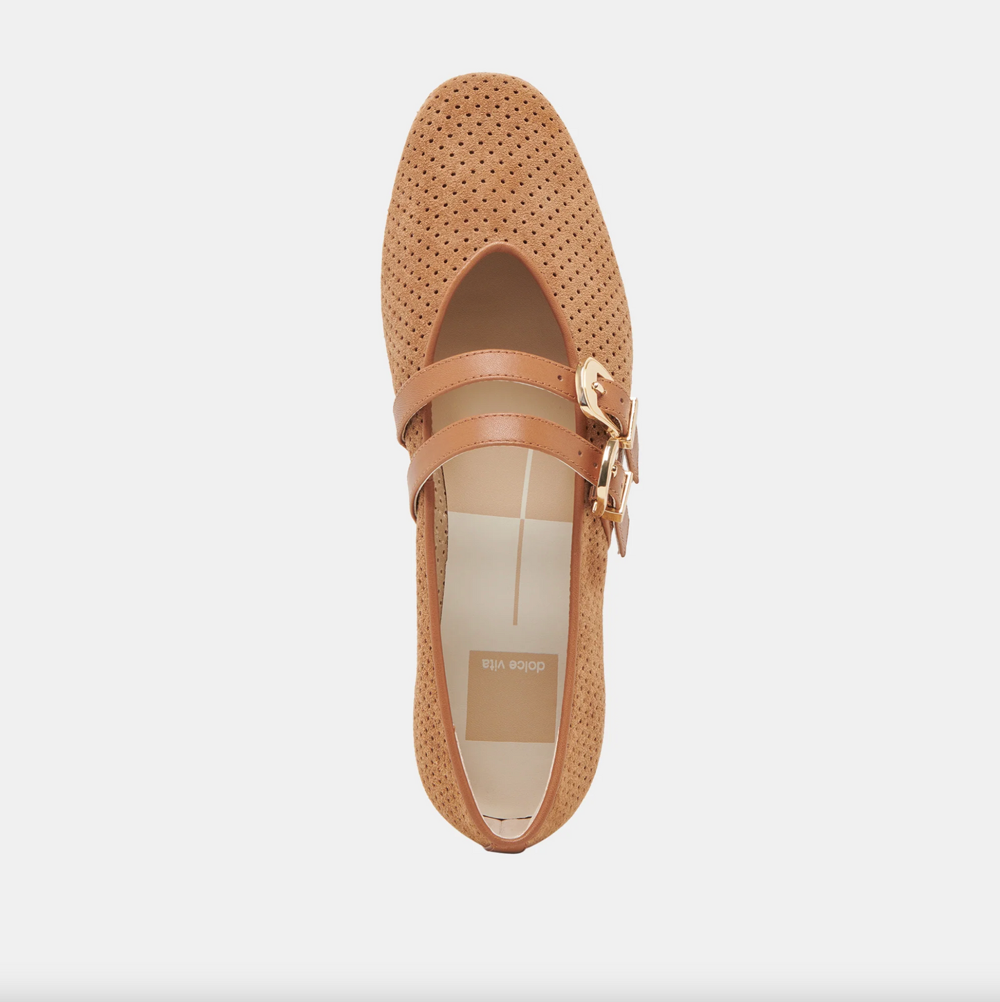 Baylee Ballet Flats - Pecan Perforated Suede