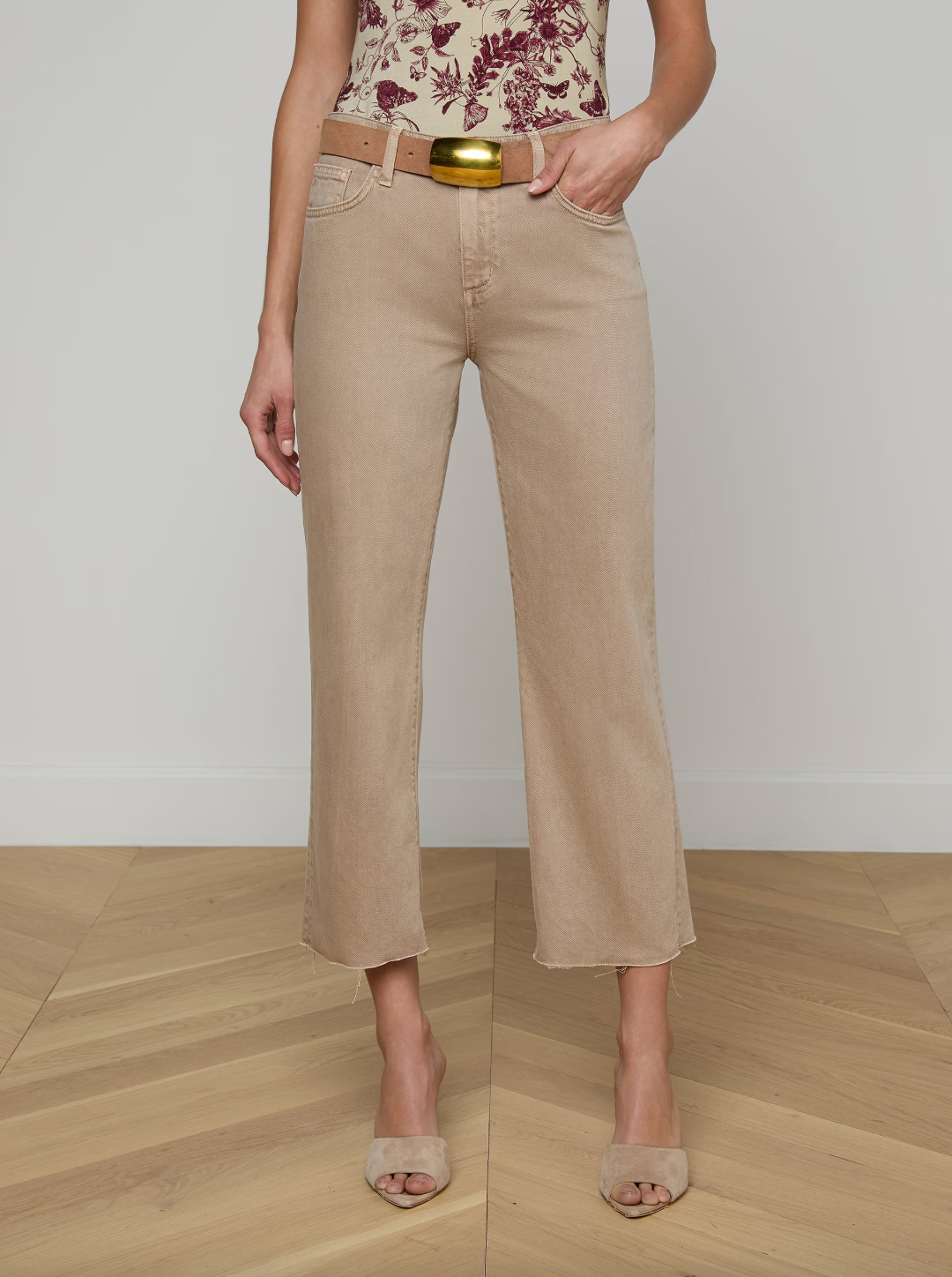 Wanda High Rise Crop Wide Leg - Biscuit