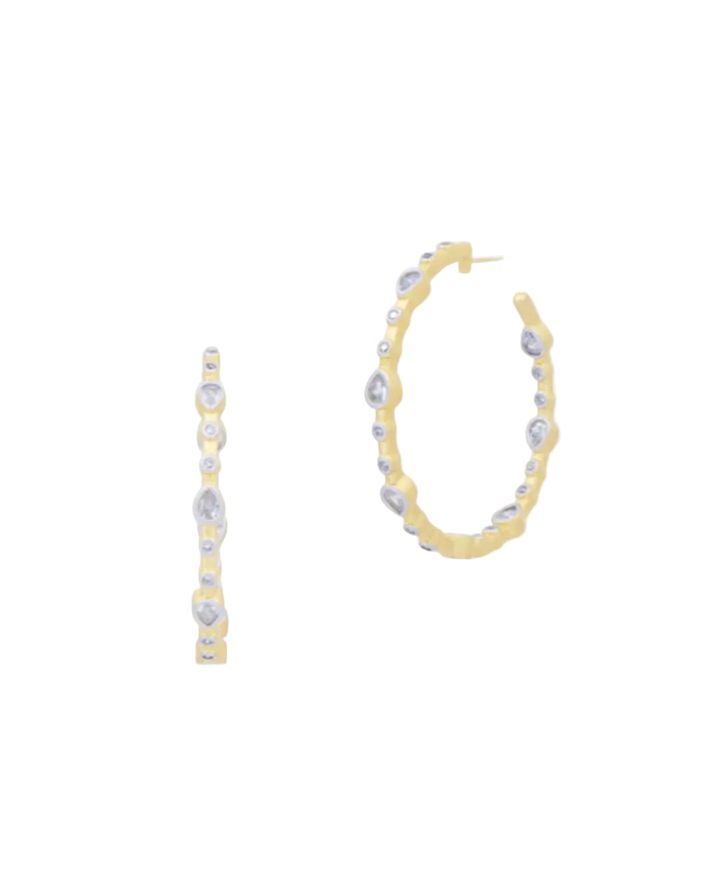 Teardrop Hoop Earrings - Gold and Silver