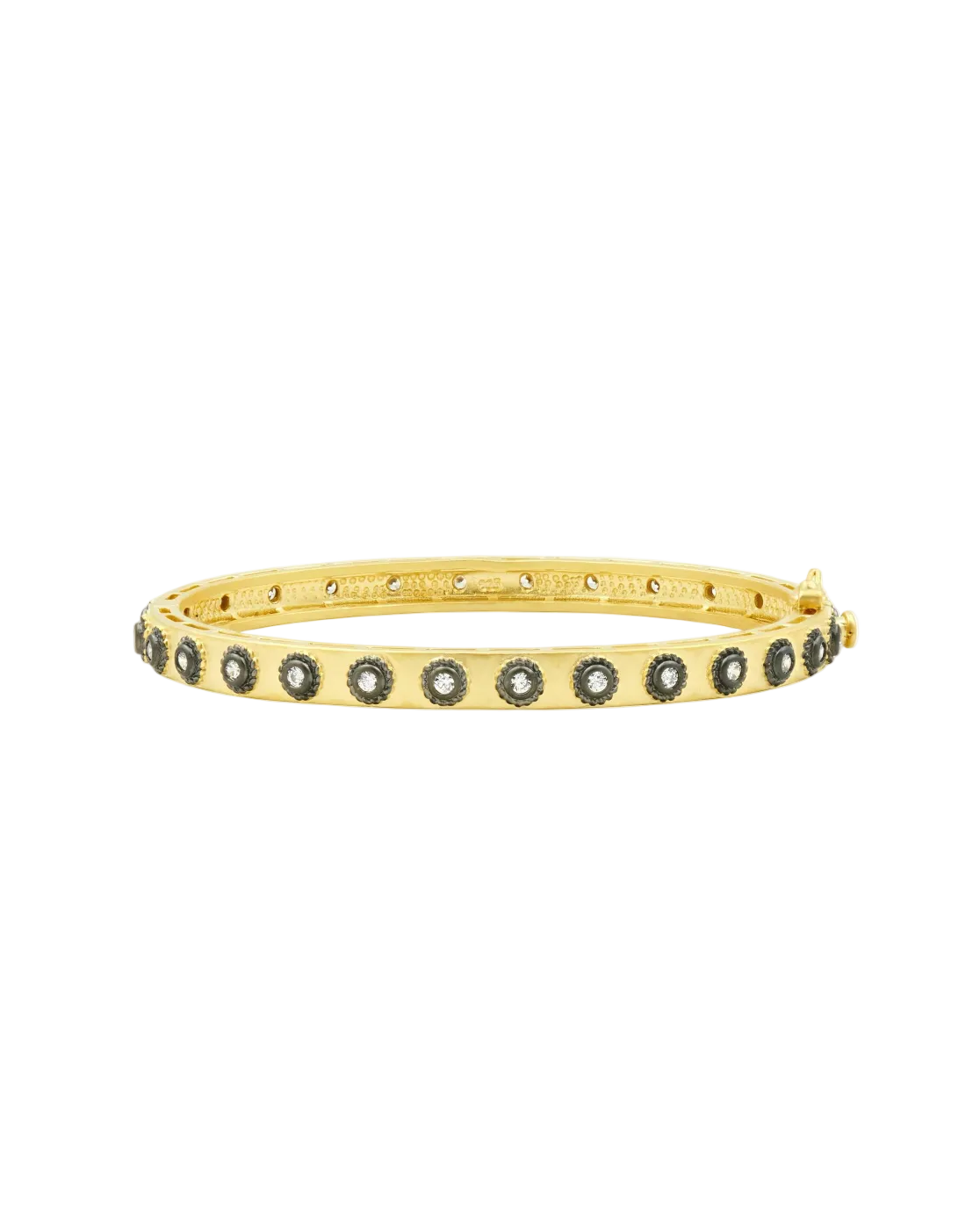 Studded Eternity Hinge Bangle - Gold & Black