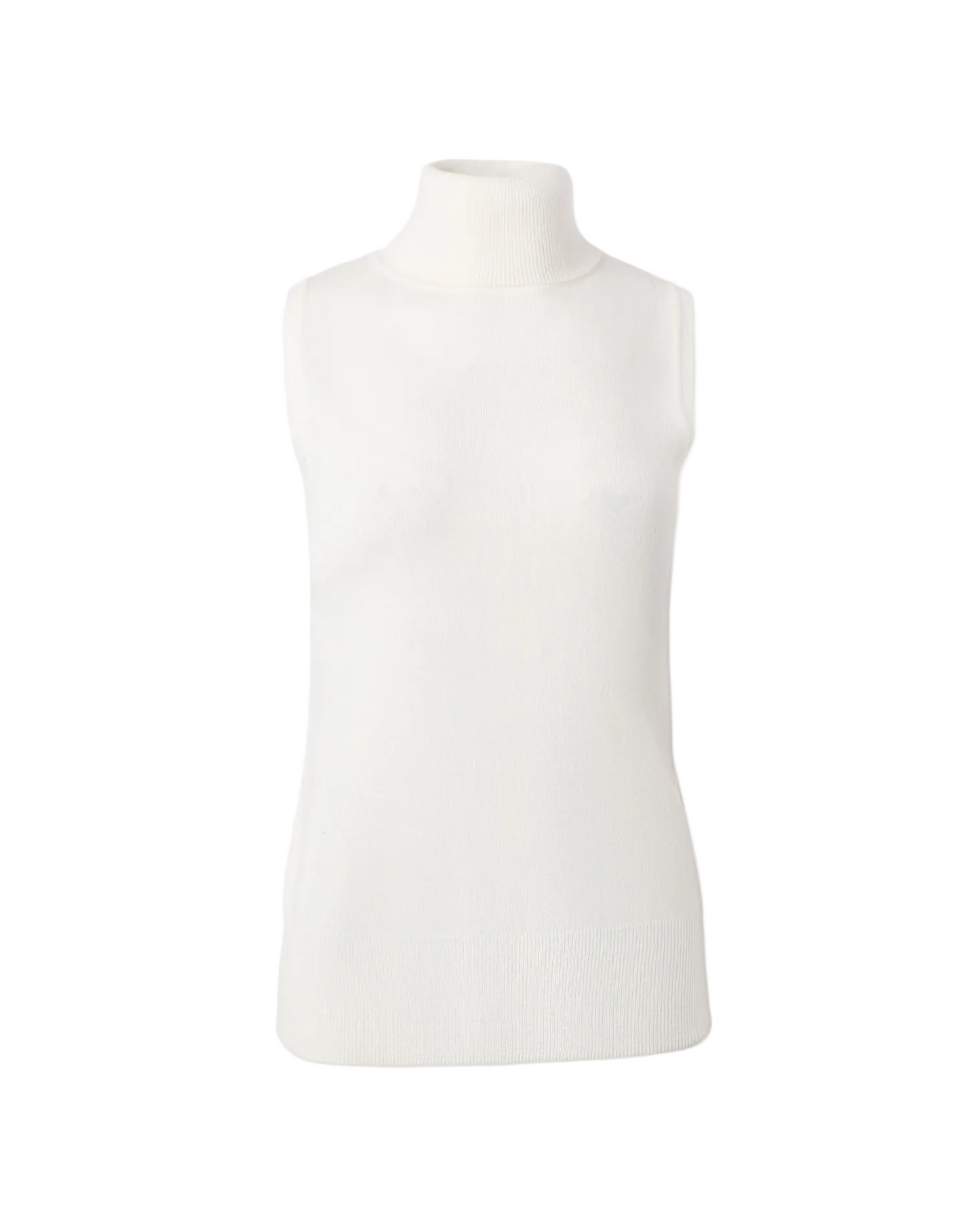 Merino Blend Sleeveless Turtleneck - Ivory