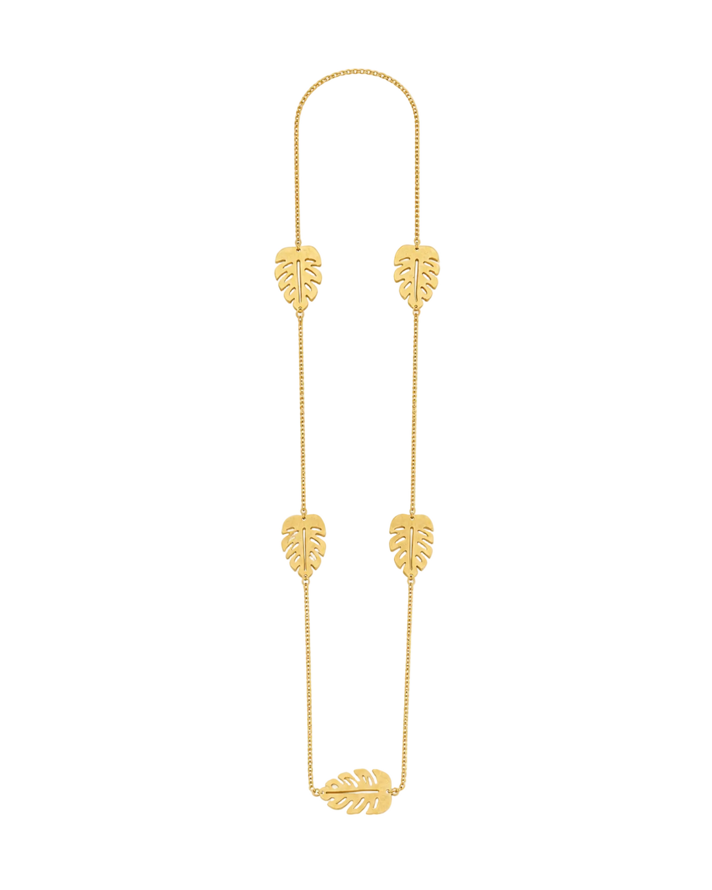 Long Leaf Necklace - Gold