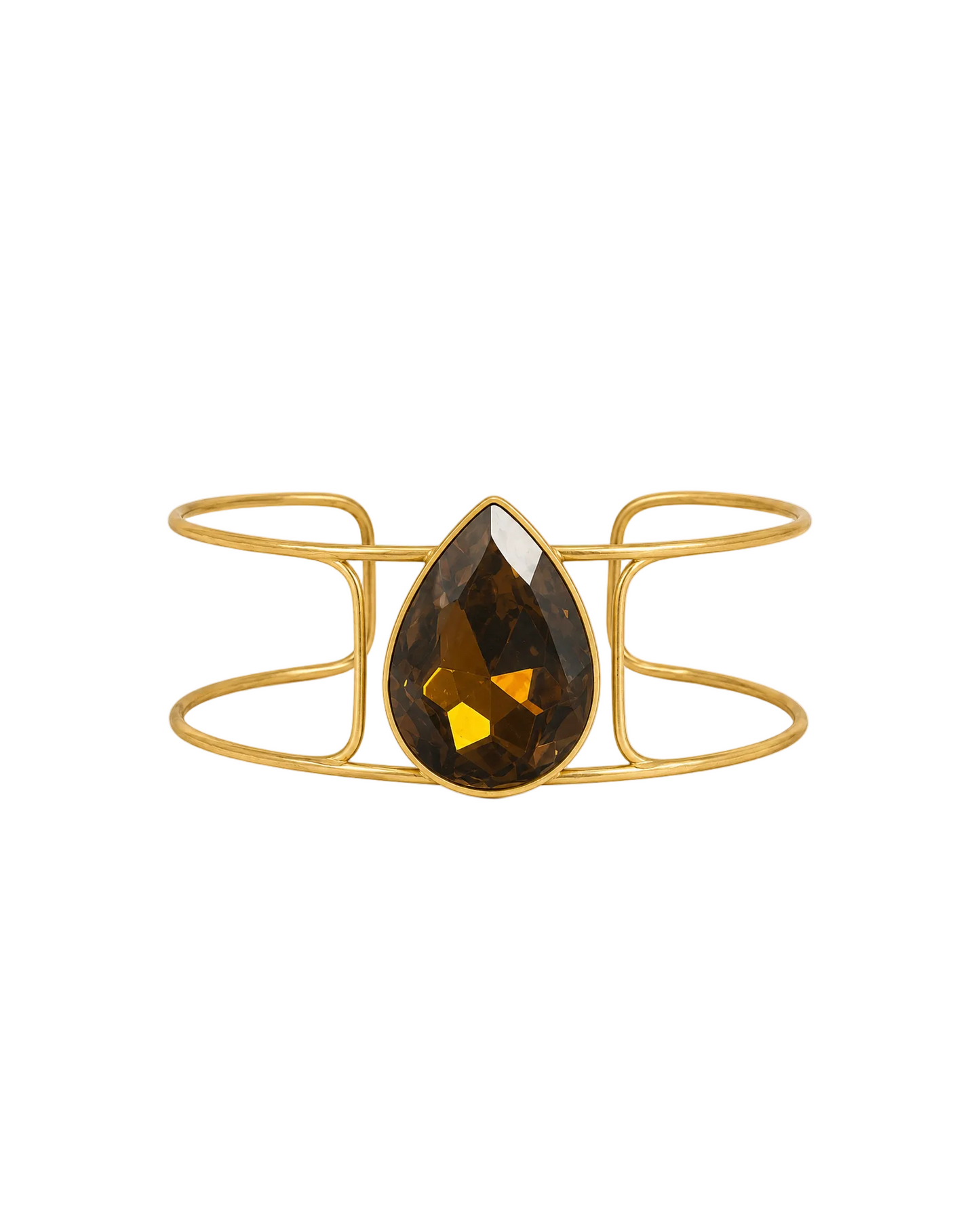 Amber Stone Bracelet - Brown Gold