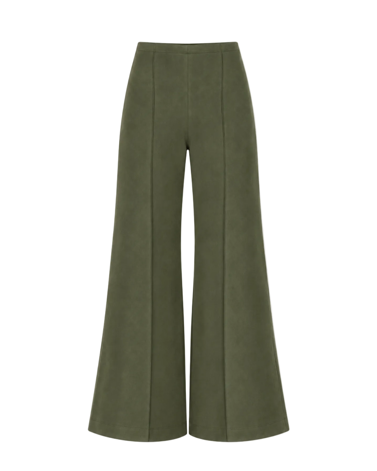 Stretch Suede Wide Leg Pant: Standard - Olive