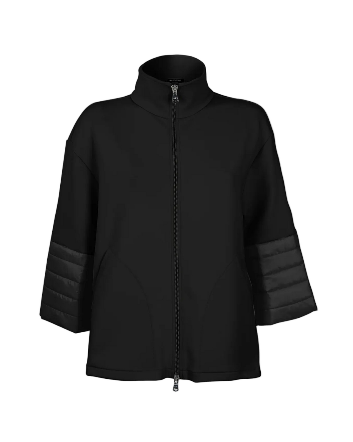 High Collar Cotton Jacket - Black