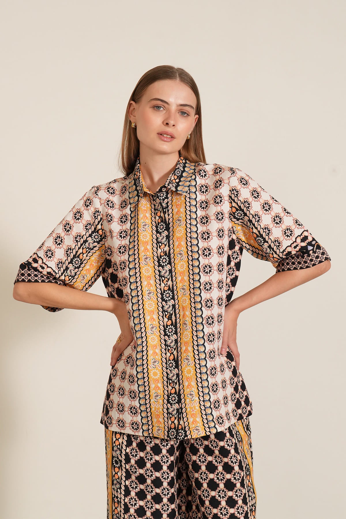Alba Button Down Shirt - Multi Color