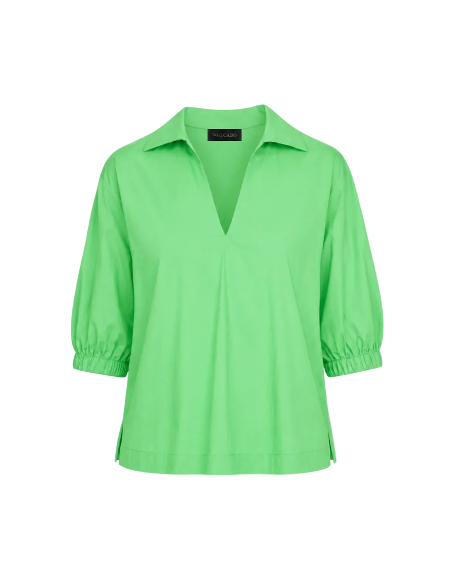 Poplin Johnny Collar Shirt - Green