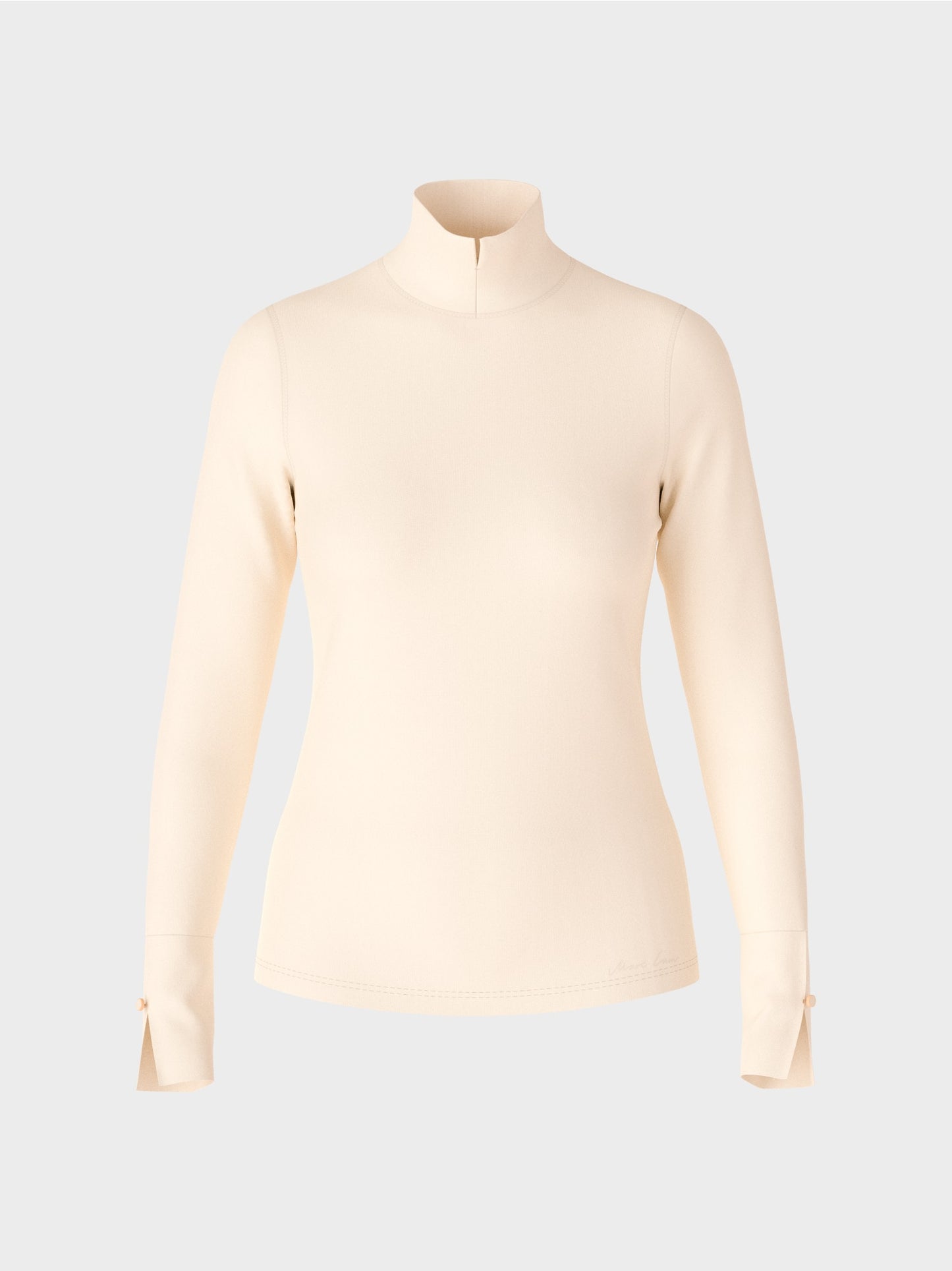 T-shirt with Slit-Roll Neck - Soft Cream