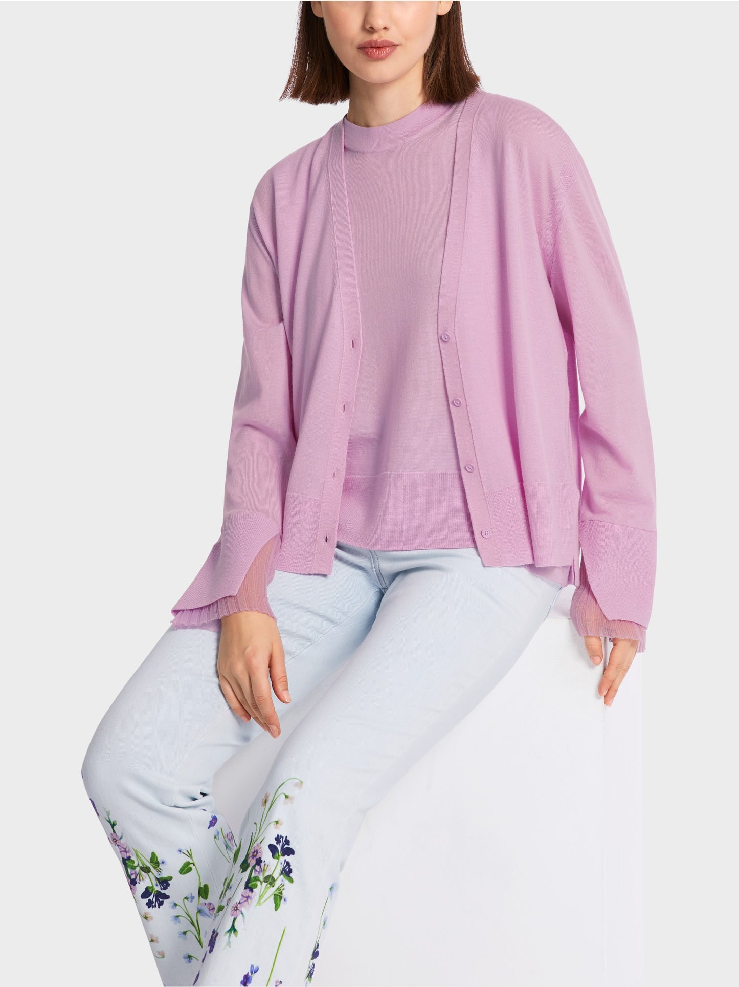 Wide "Rethink Together" Cardigan - Pink Lavender