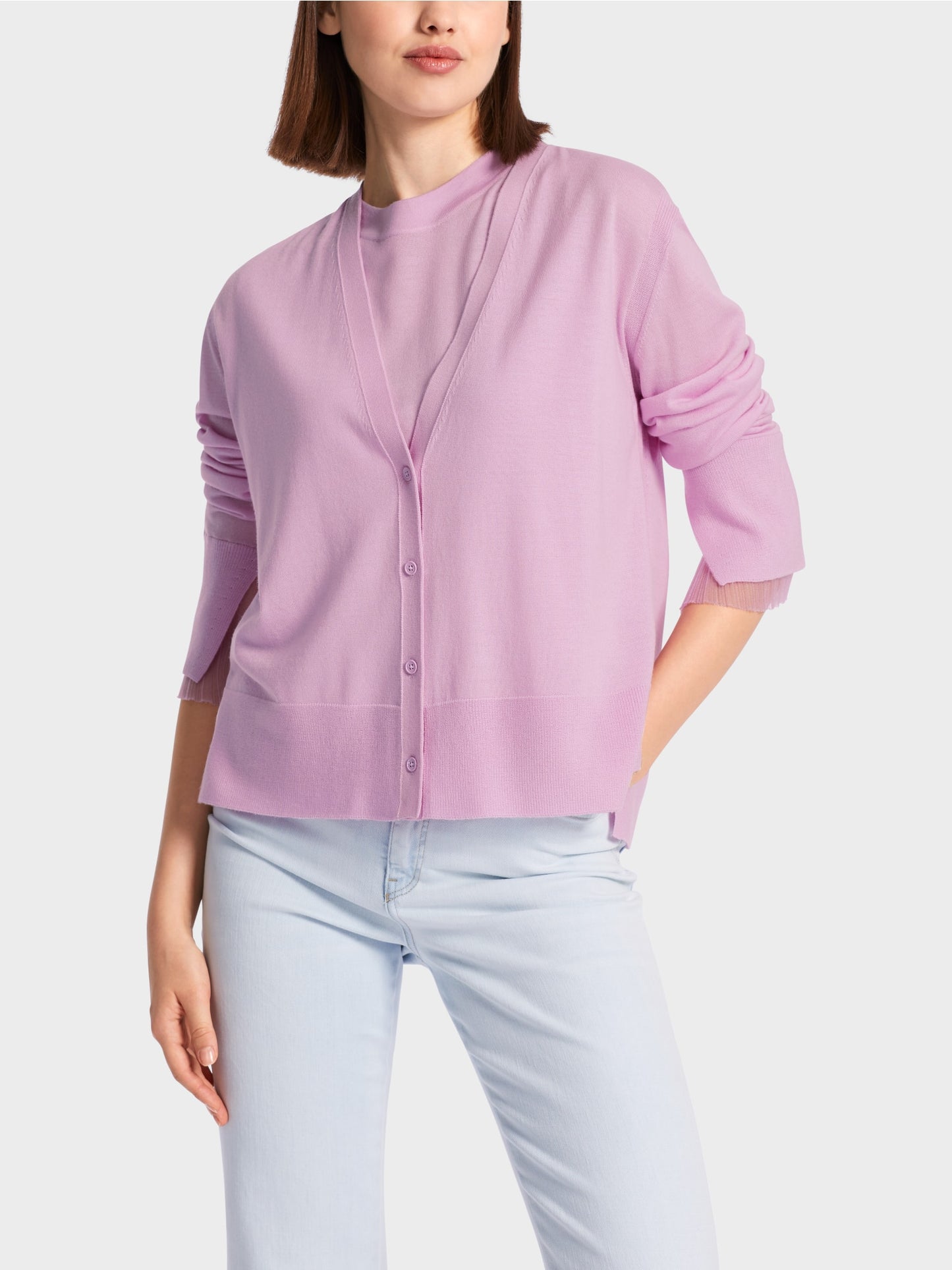 Wide "Rethink Together" Cardigan - Pink Lavender