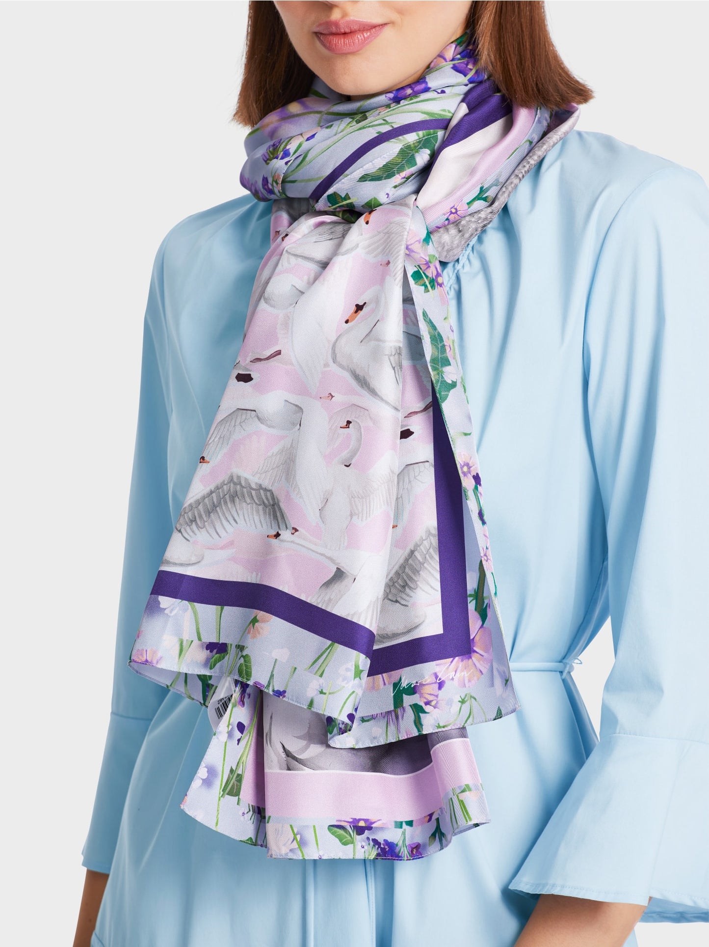 Elegant Silk Scarf - Swan Opera