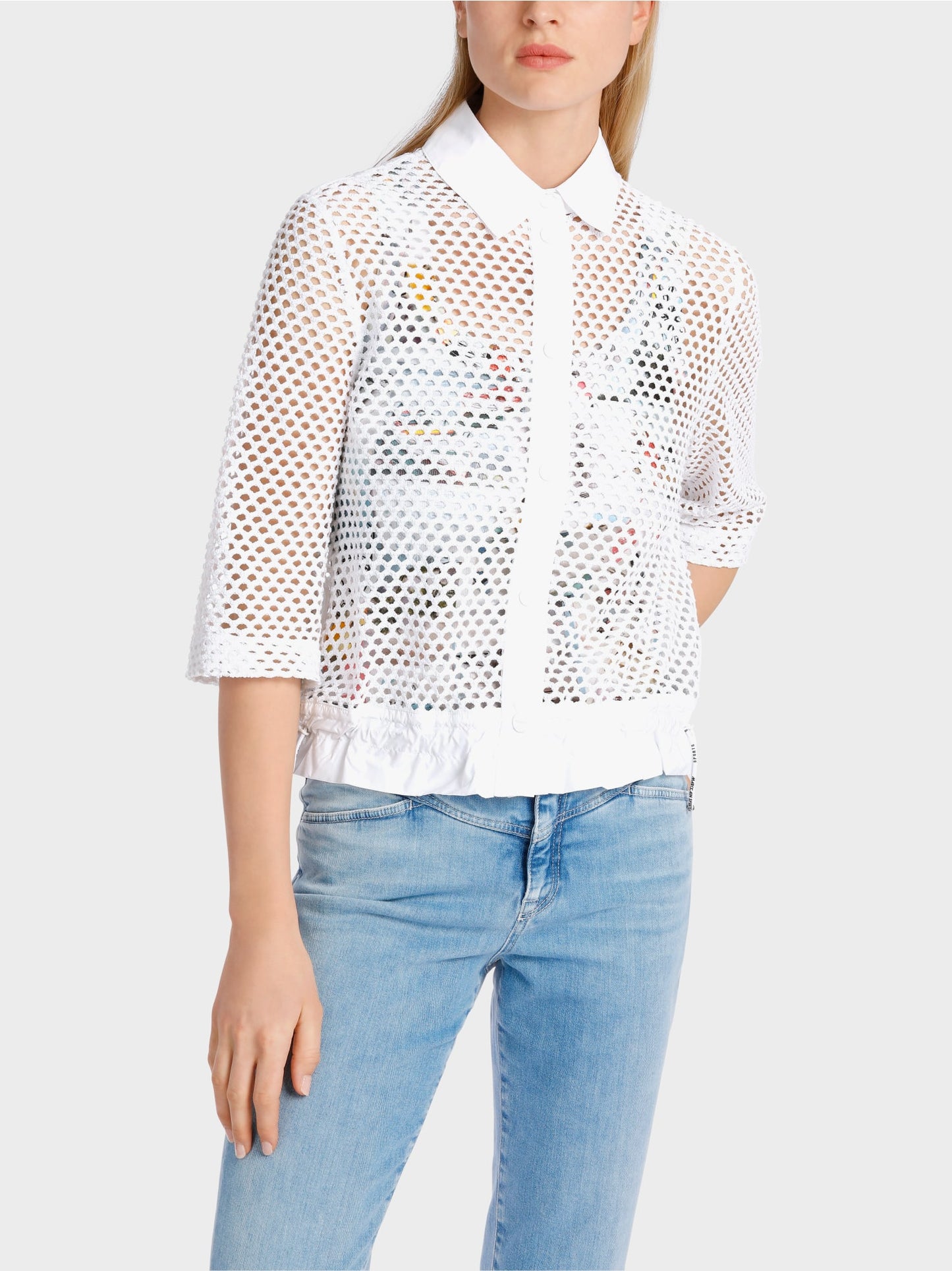 Airy Mesh Blouse - White