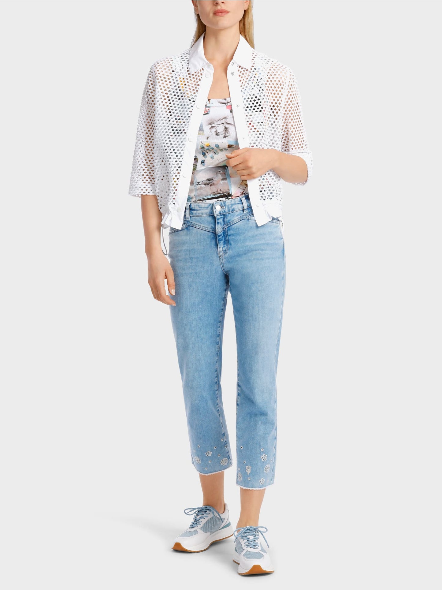 Airy Mesh Blouse - White
