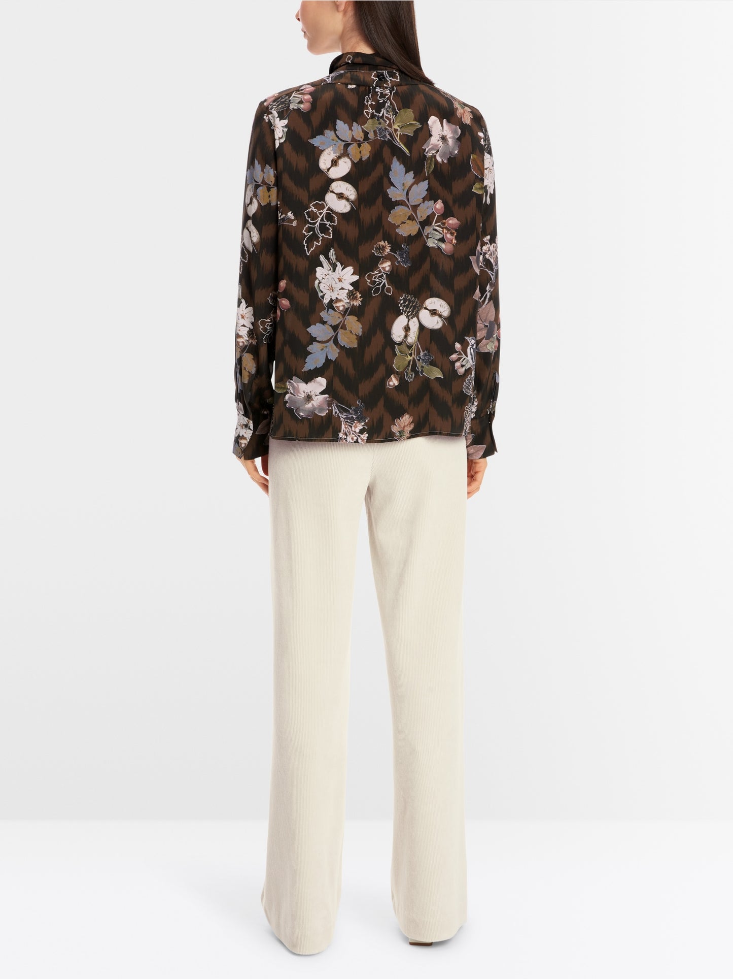 Wide shirt blouse in pure silk - Deep Wood