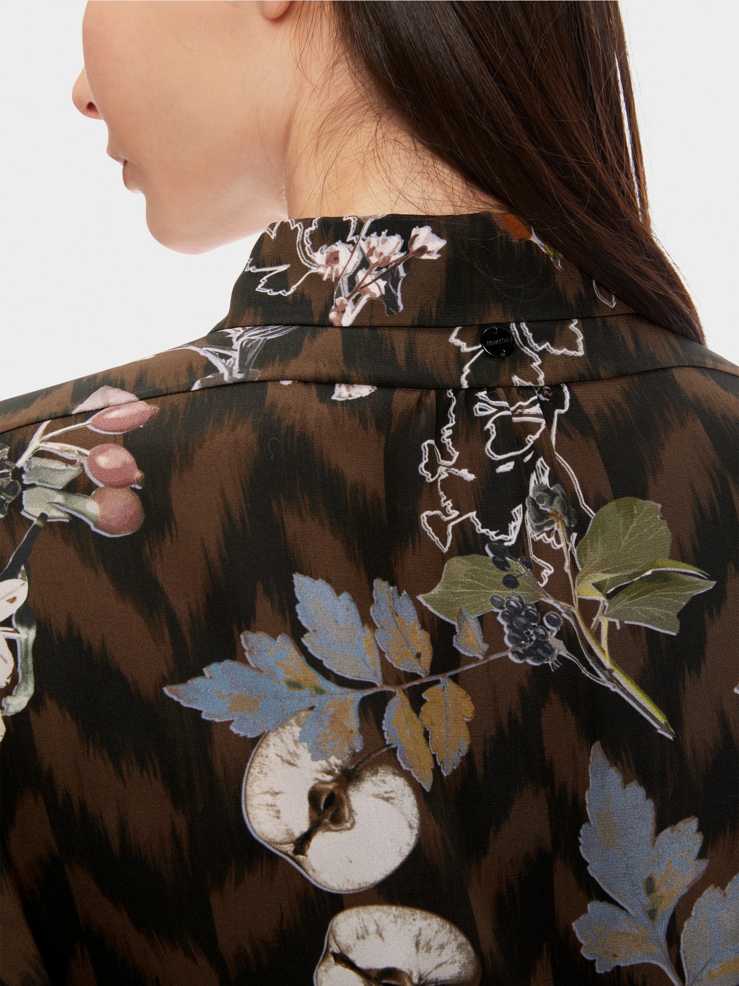 Wide shirt blouse in pure silk - Deep Wood